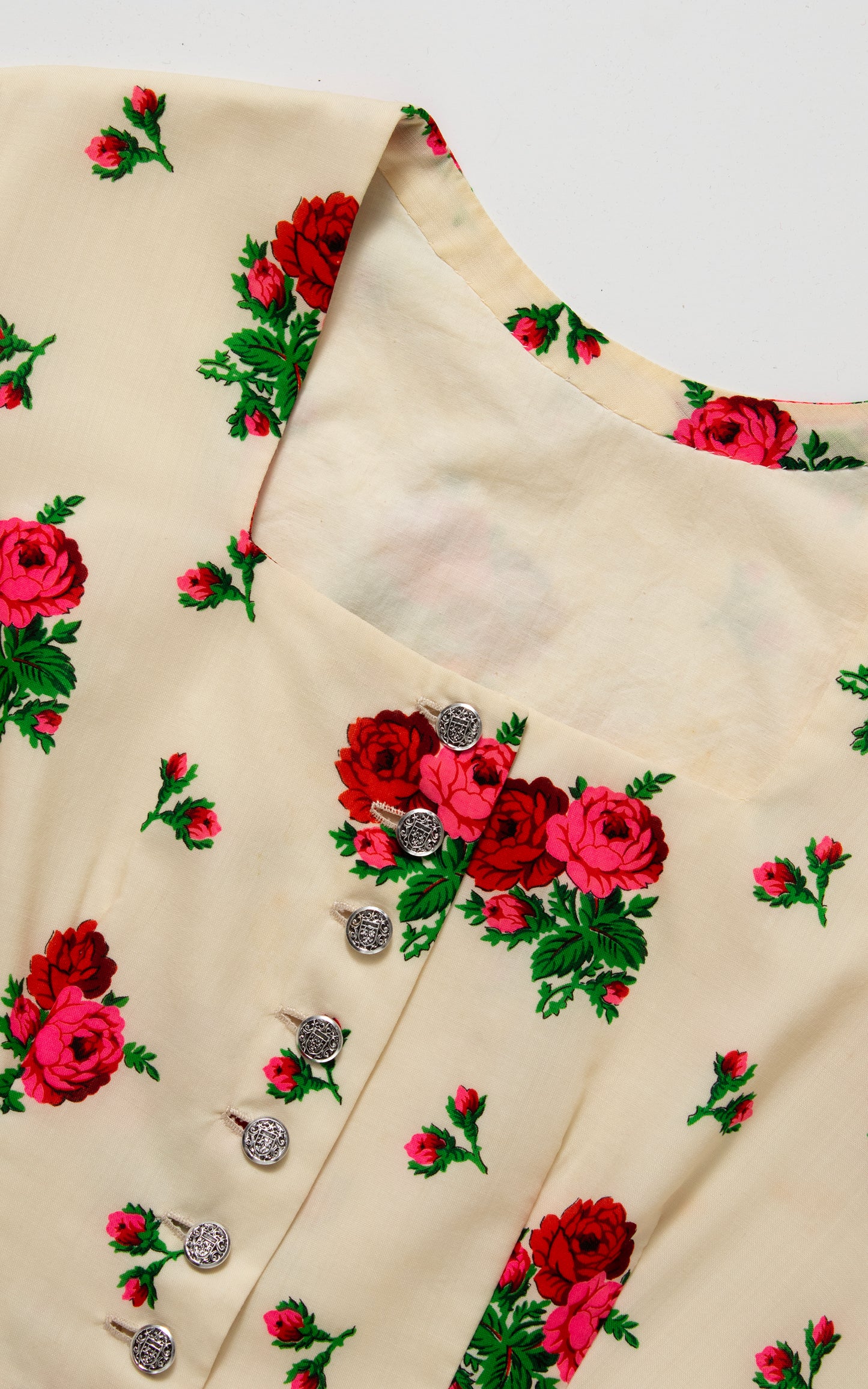 1970s Rose Print Shirtwaist Dress | medium/large