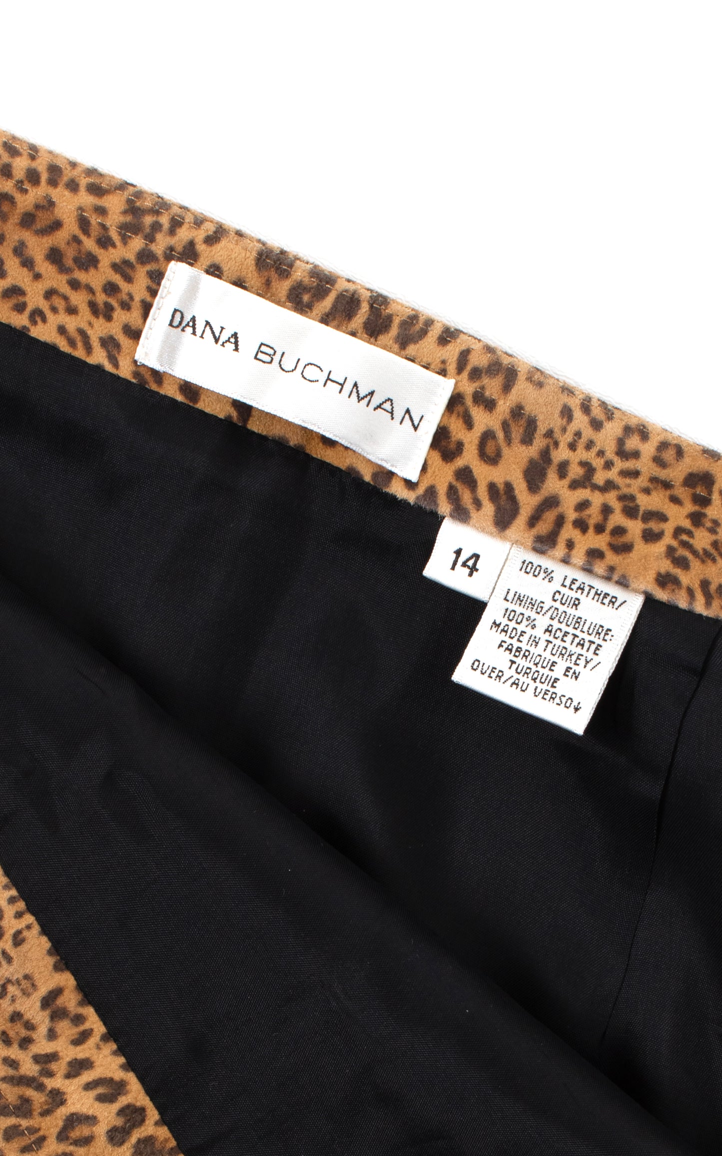 1980s Suede Leopard Print Skirt | x-large