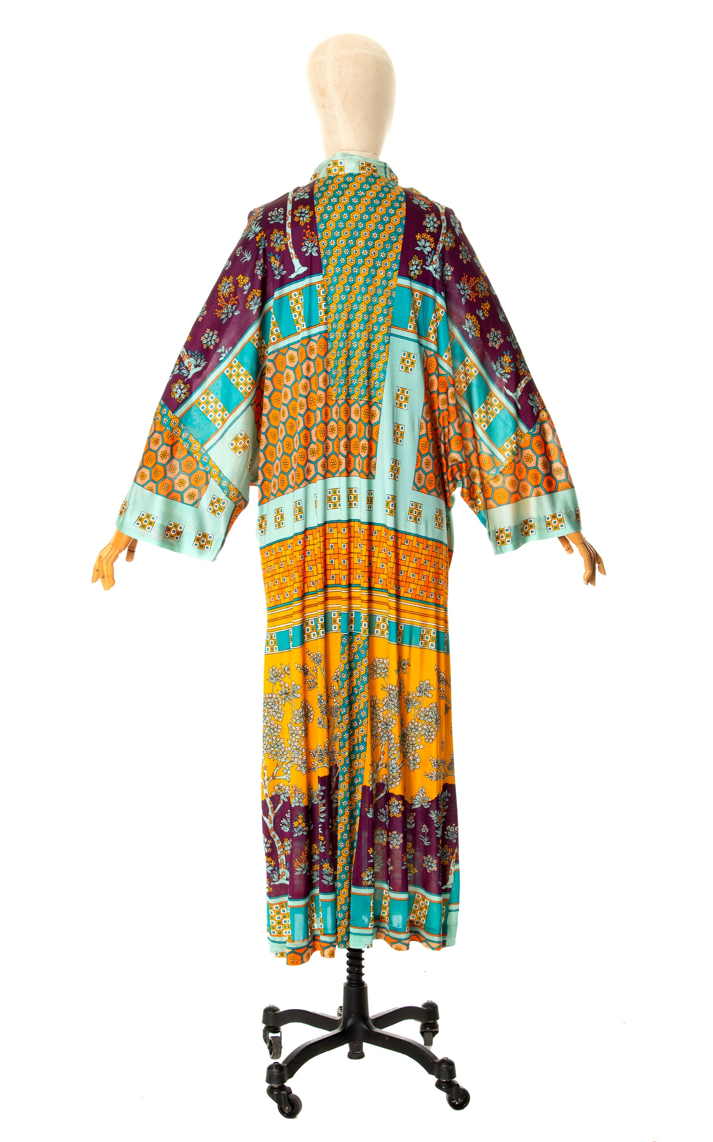 1970s Printed Jersey Batwing Maxi Dress | x-small/small/medium/large/x-large