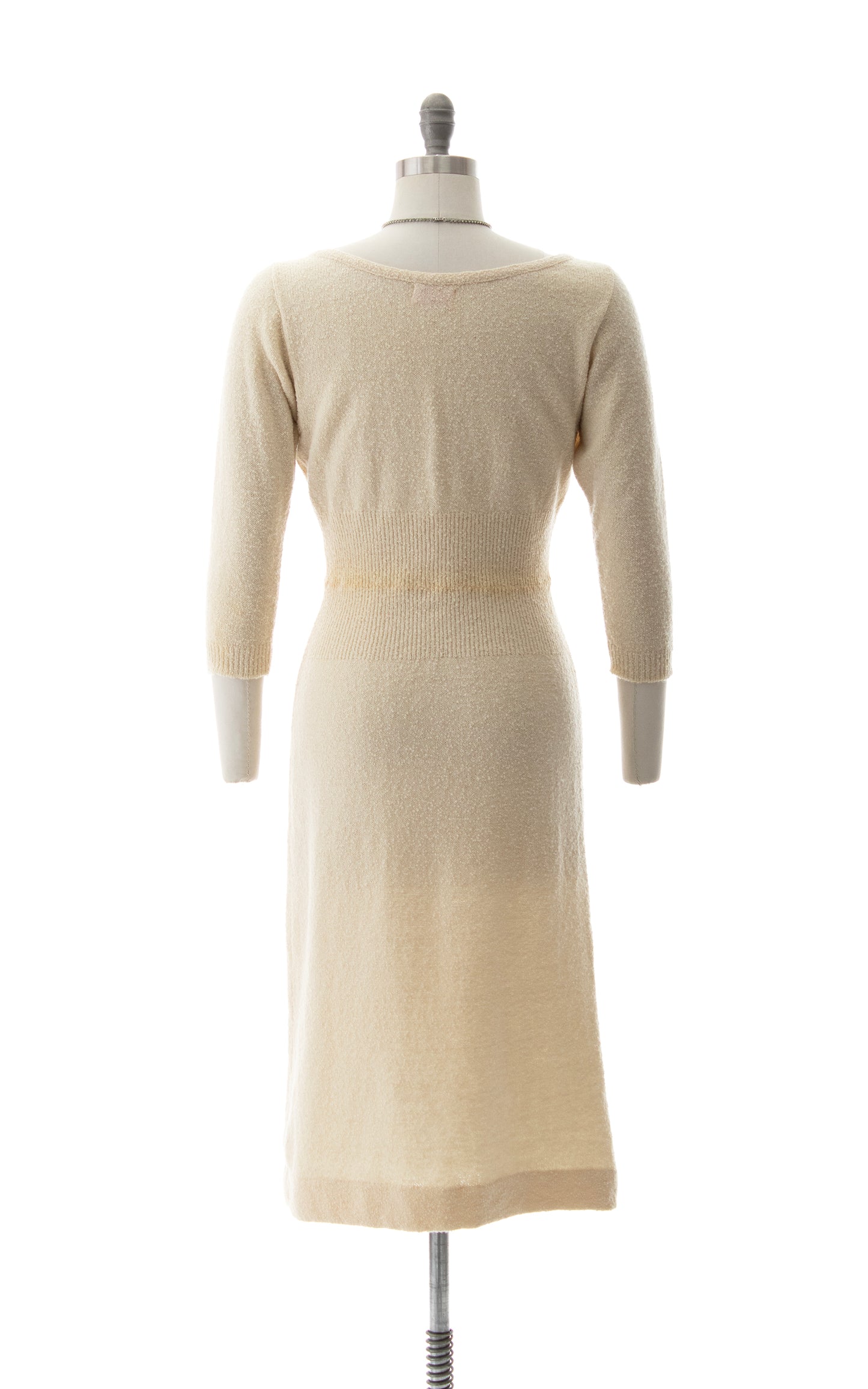 1950s Beaded Knit Wool Sweater Dress | small/medium