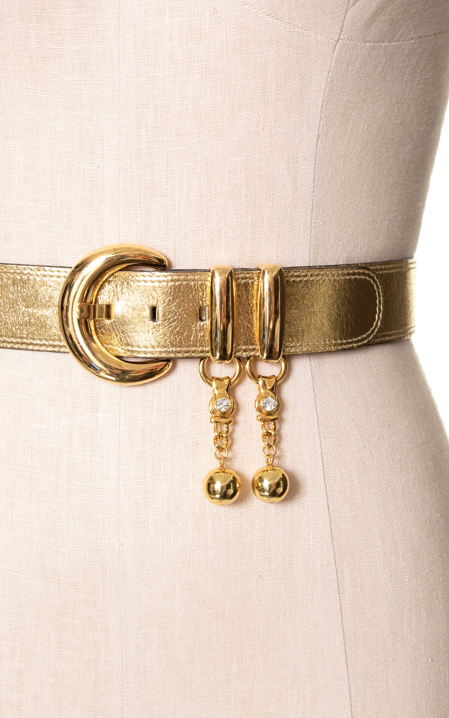 1980s ESCADA Gold Leather Cinch Belt with Charms | large/x-large