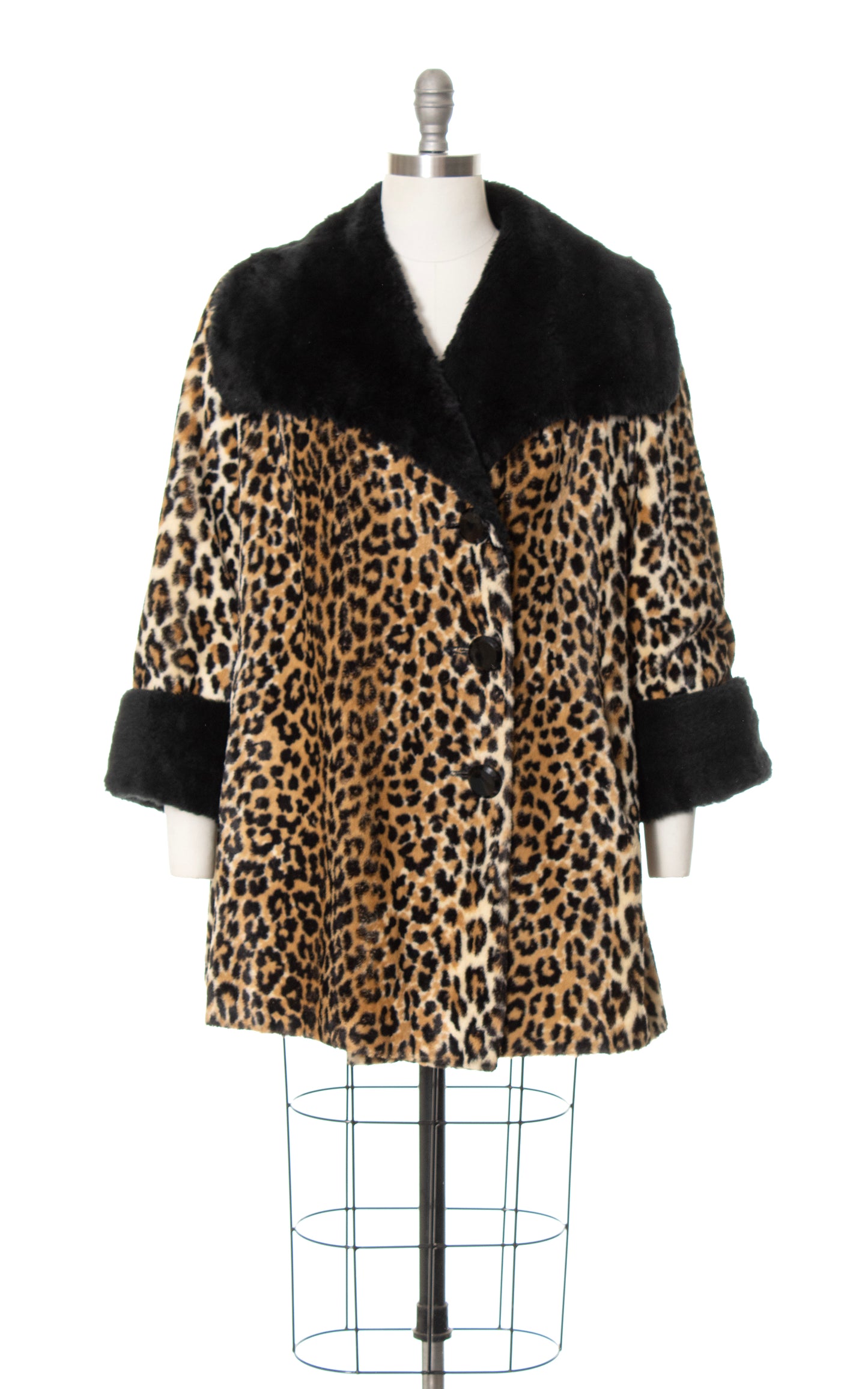 1960s 1970s Leopard Print Faux Fur Coat | large/x-large