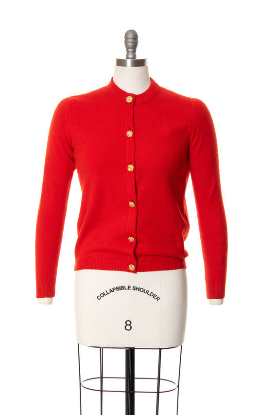 1970s Red Cashmere Knit Cardigan | small/medium