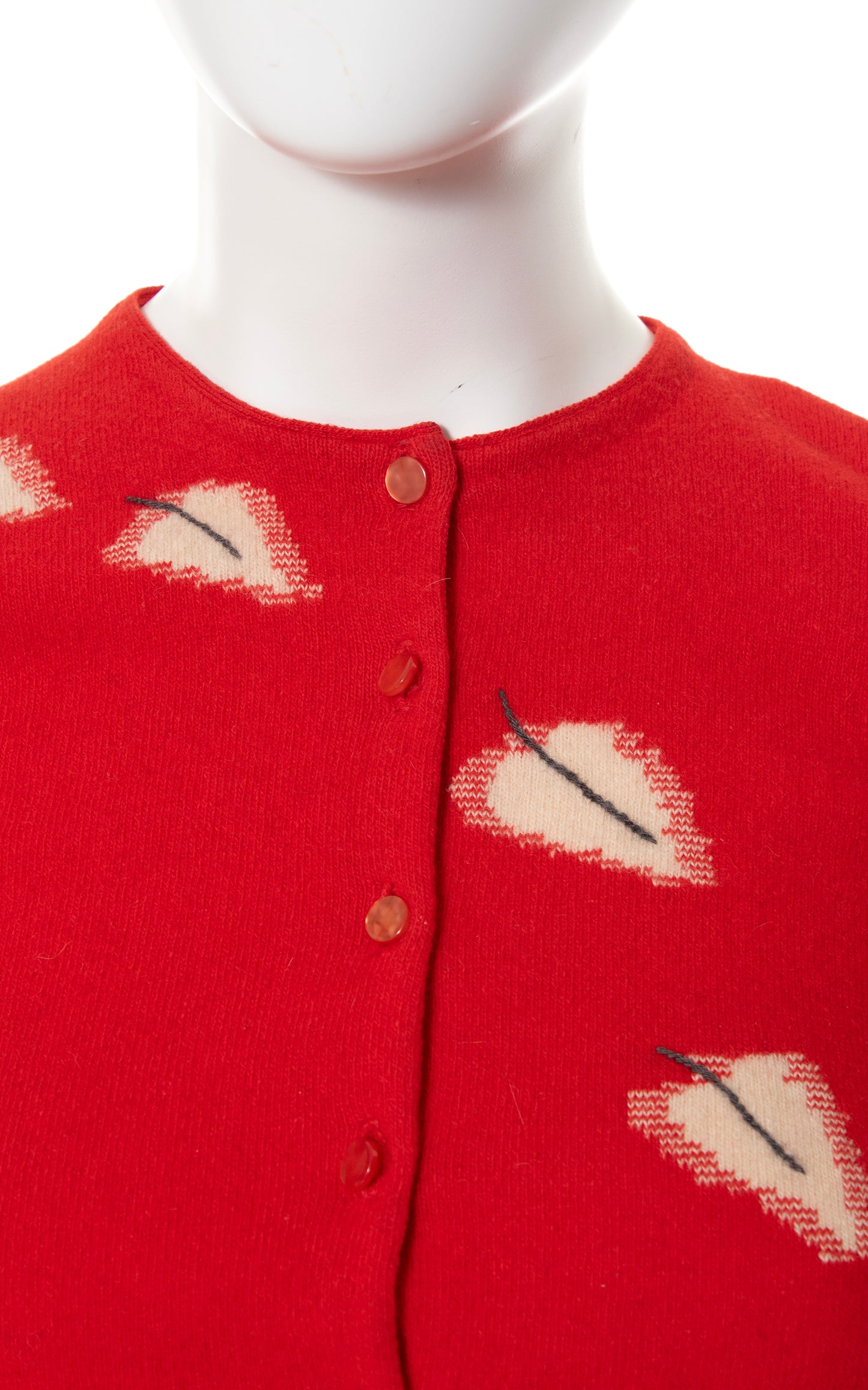 BLV x DEANNA || 1950s DALTON Leaf Novelty Knit Wool Angora Cardigan | x-small/small