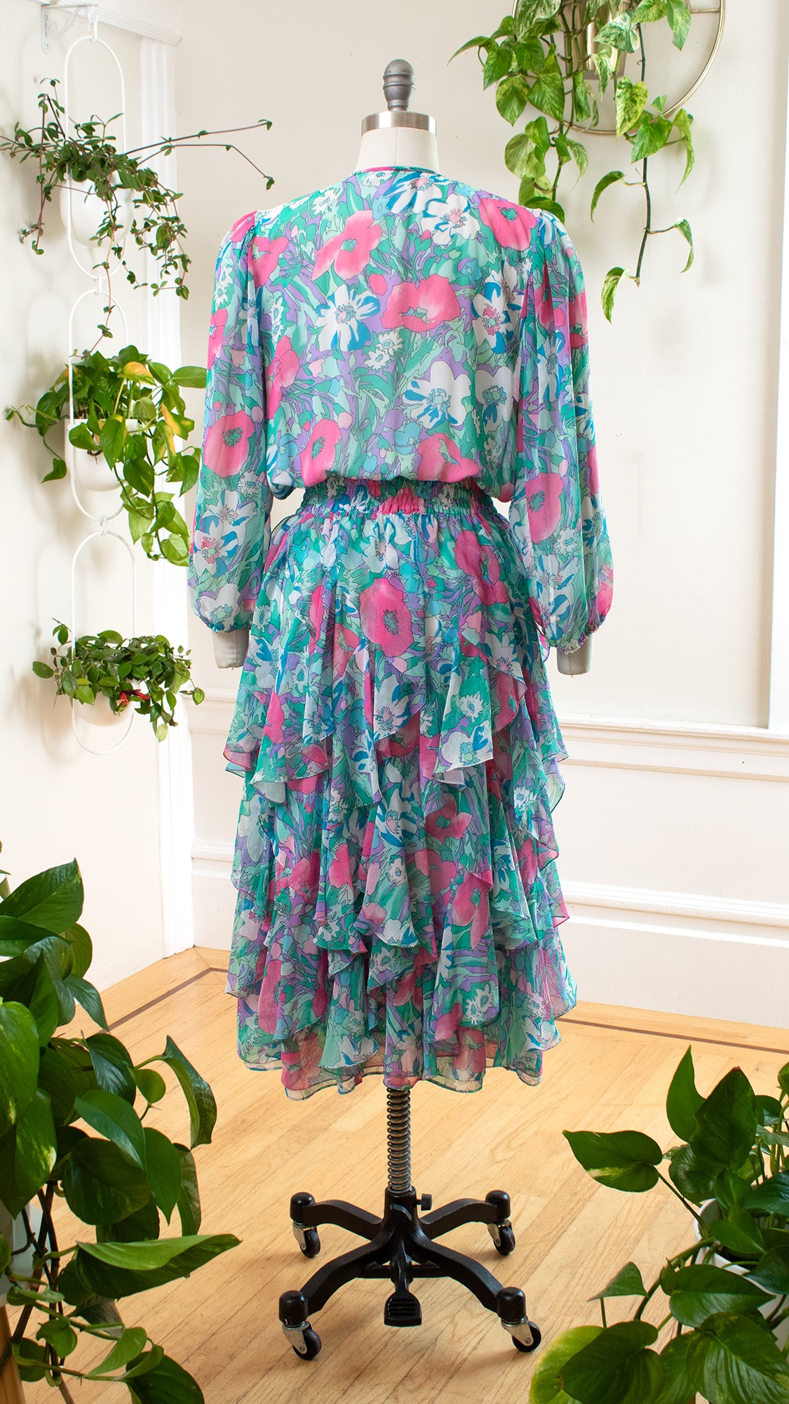 1980s DIANE FREIS Georgette Handkerchief Dress | small/medium/large