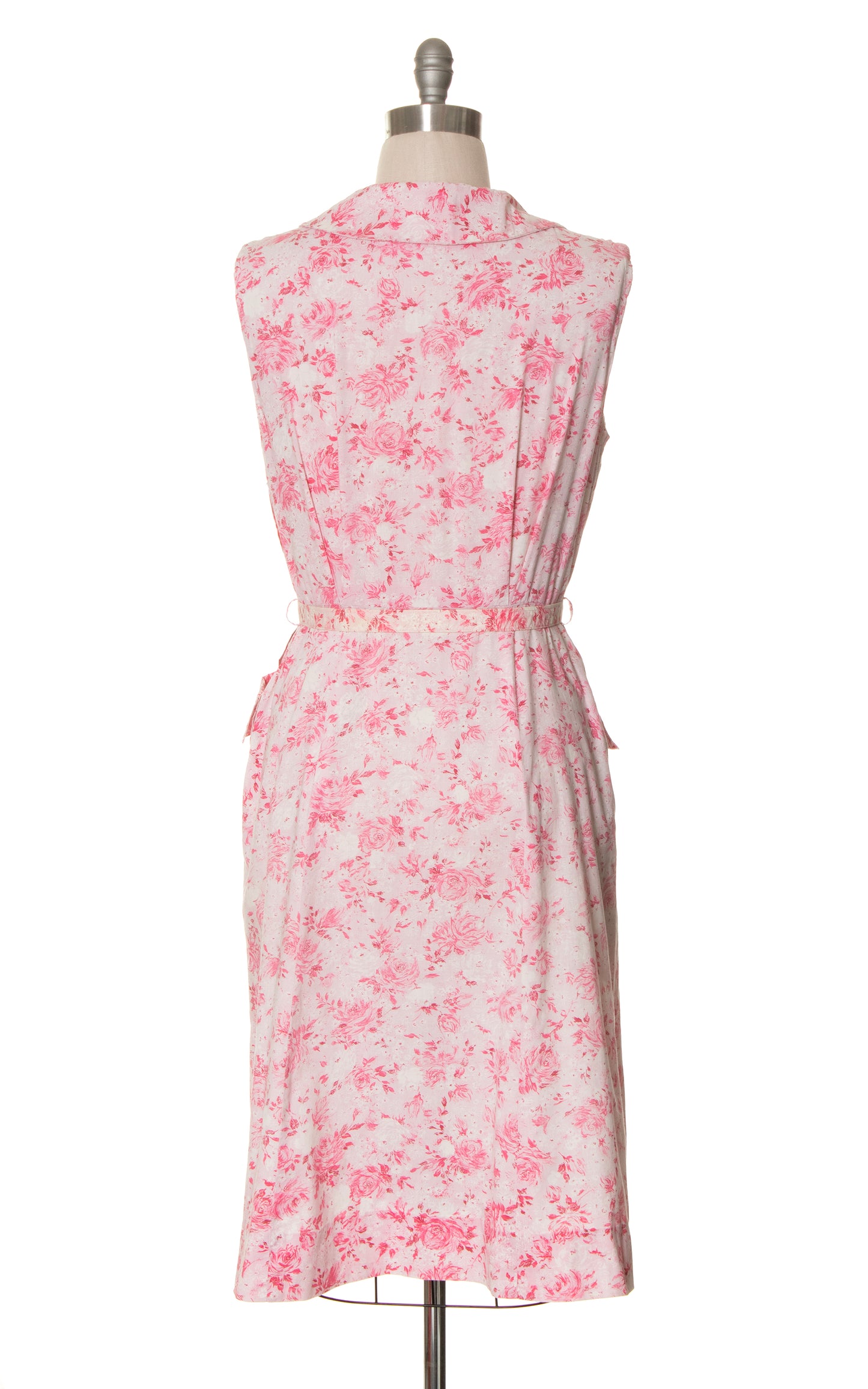 1950s Pink Floral Cotton Sundress with Pockets | large