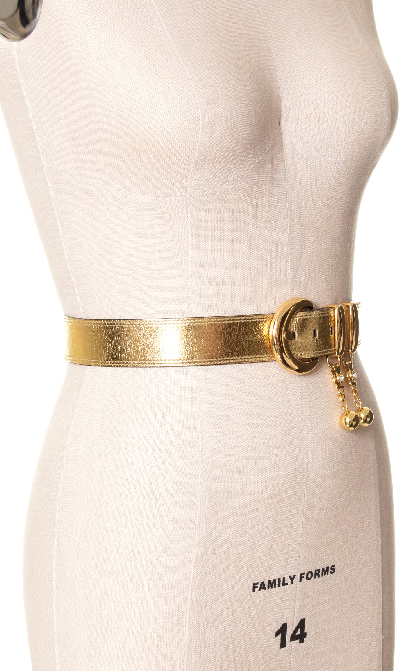 1980s ESCADA Gold Leather Cinch Belt with Charms | large/x-large