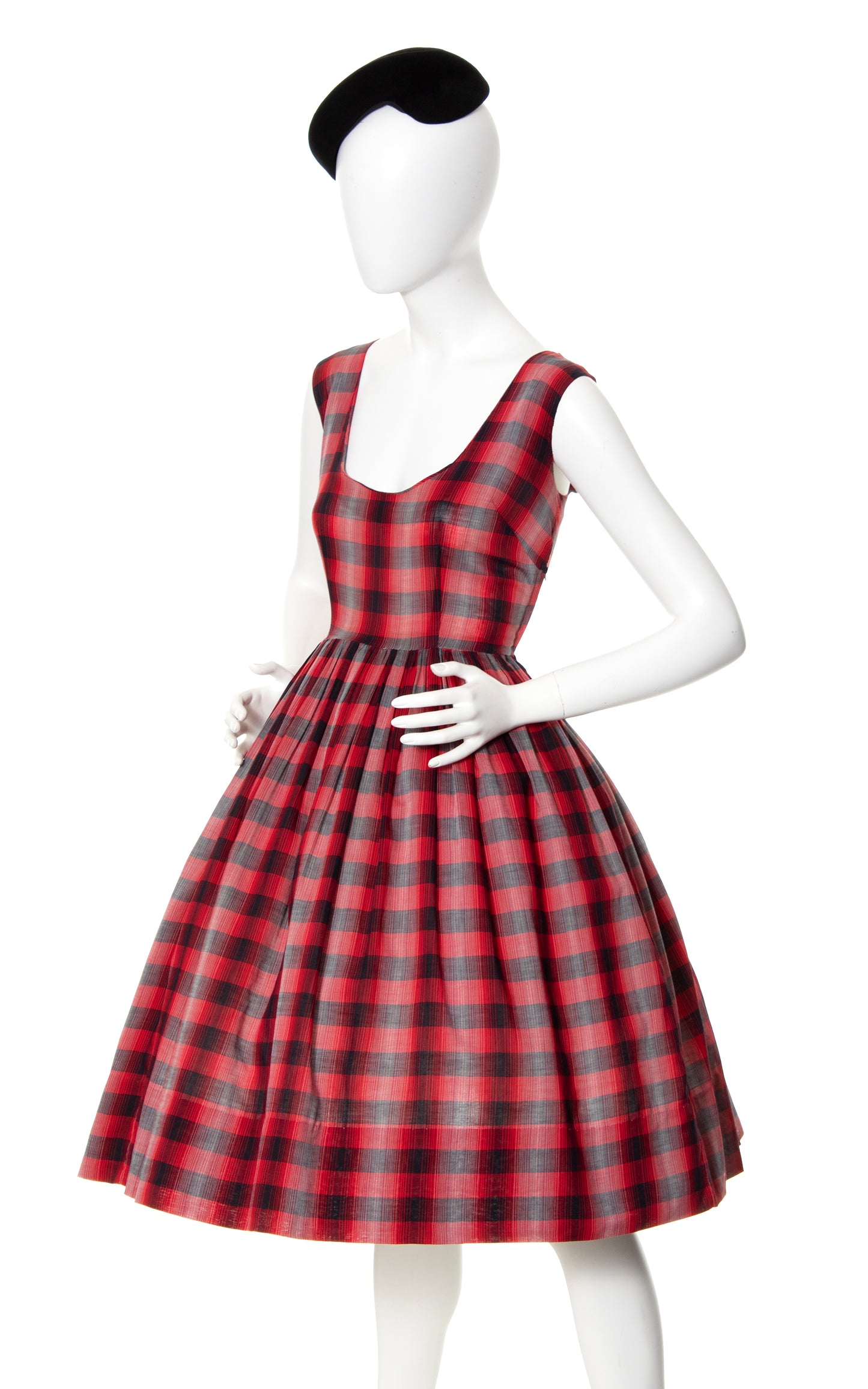 1950s Red Plaid Cotton Dress | medium