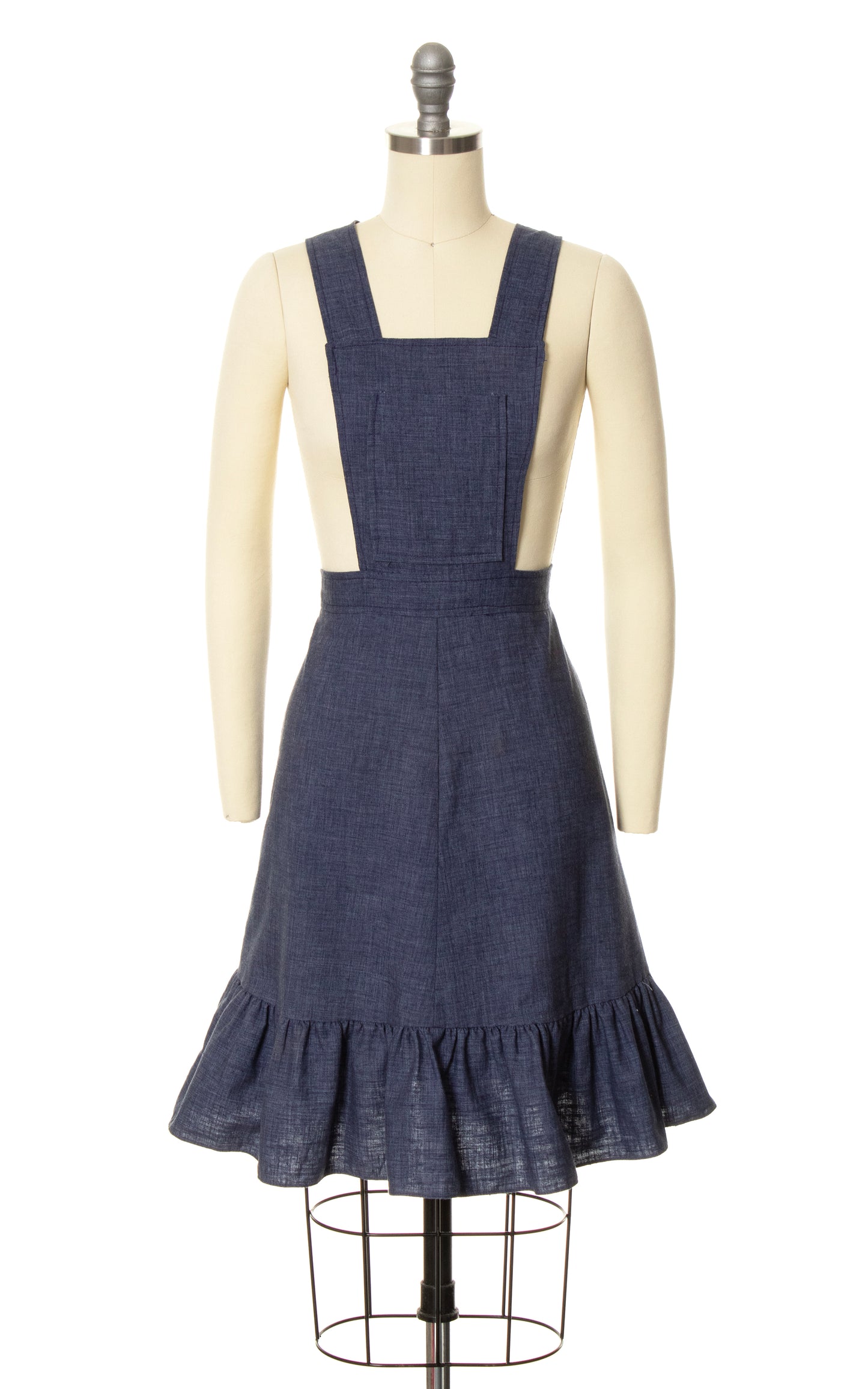 1970s Denim Bib Pinafore Skirt | small