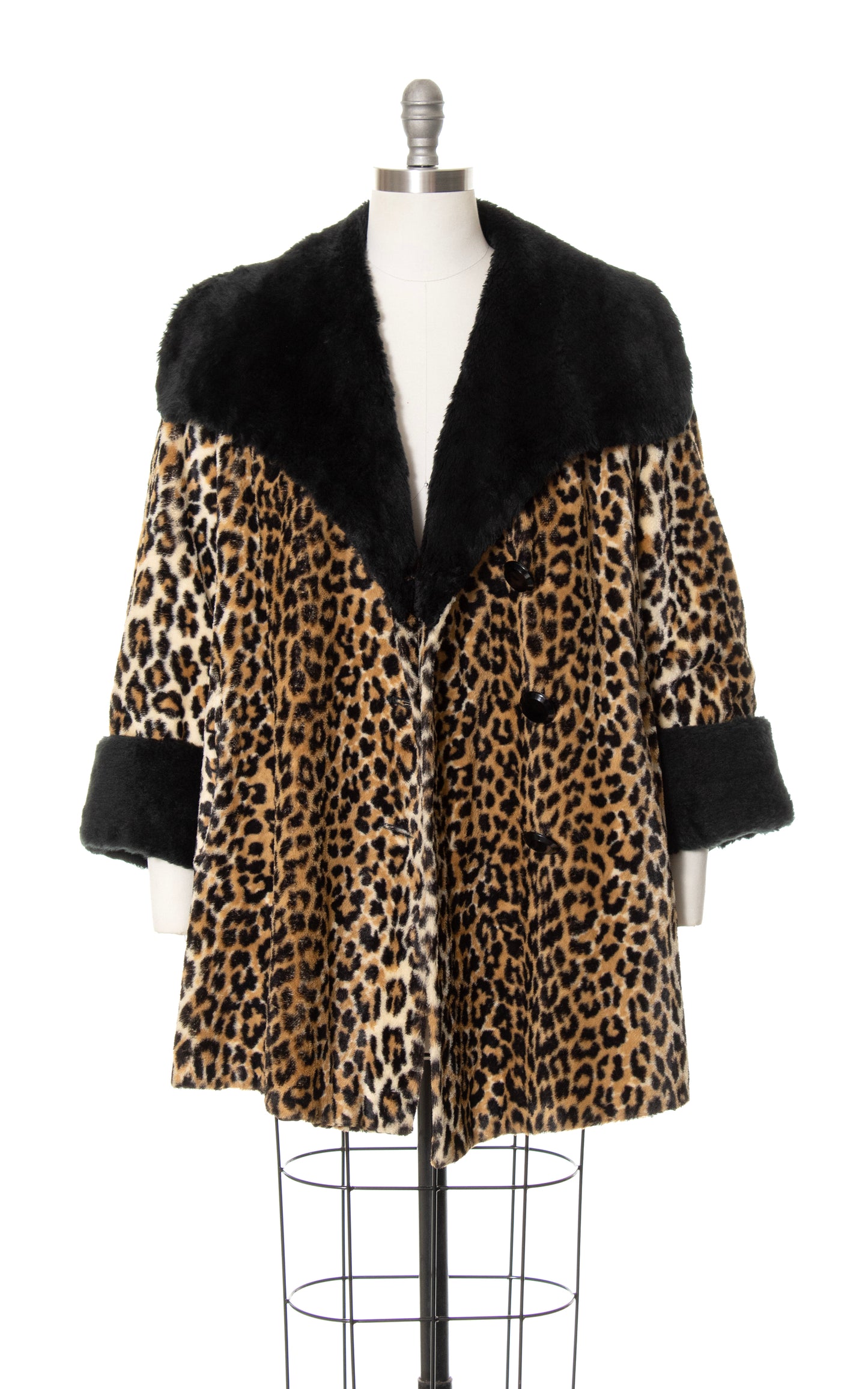 1960s 1970s Leopard Print Faux Fur Coat | large/x-large