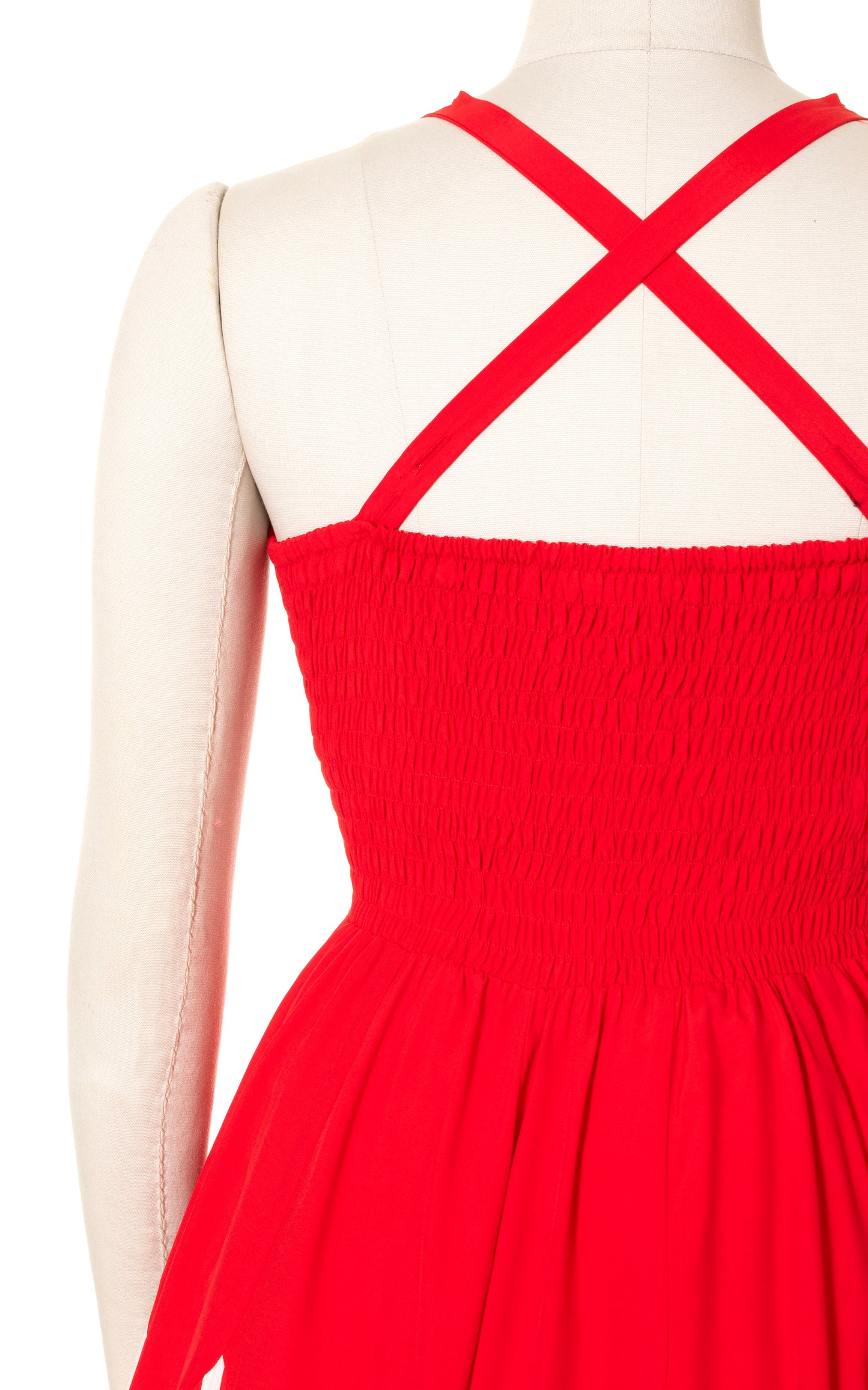 1970s Red Polka Dot Striped Handkerchief Dress | medium/large