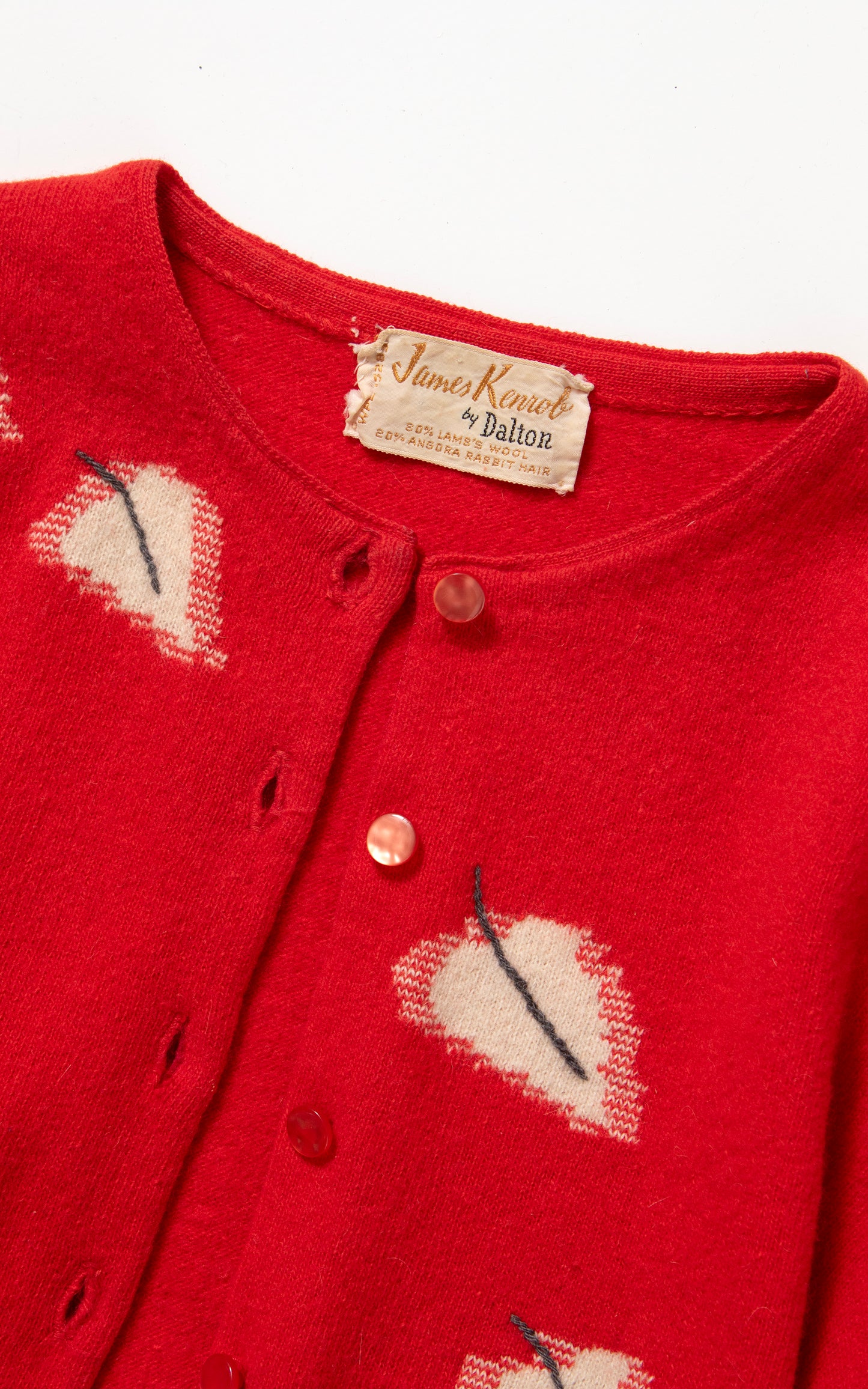 BLV x DEANNA || 1950s DALTON Leaf Novelty Knit Wool Angora Cardigan | x-small/small