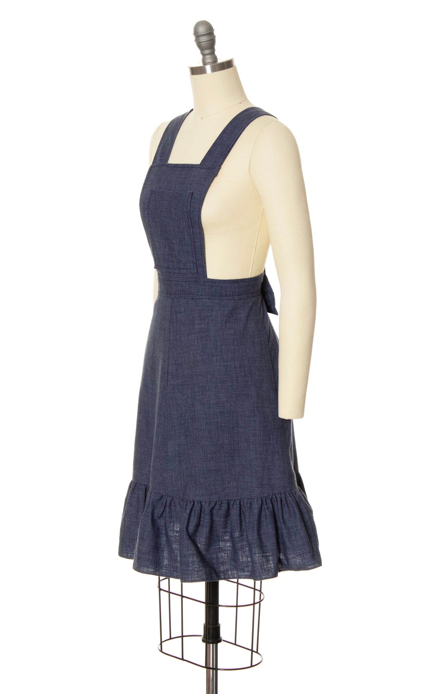 1970s Denim Bib Pinafore Skirt | small