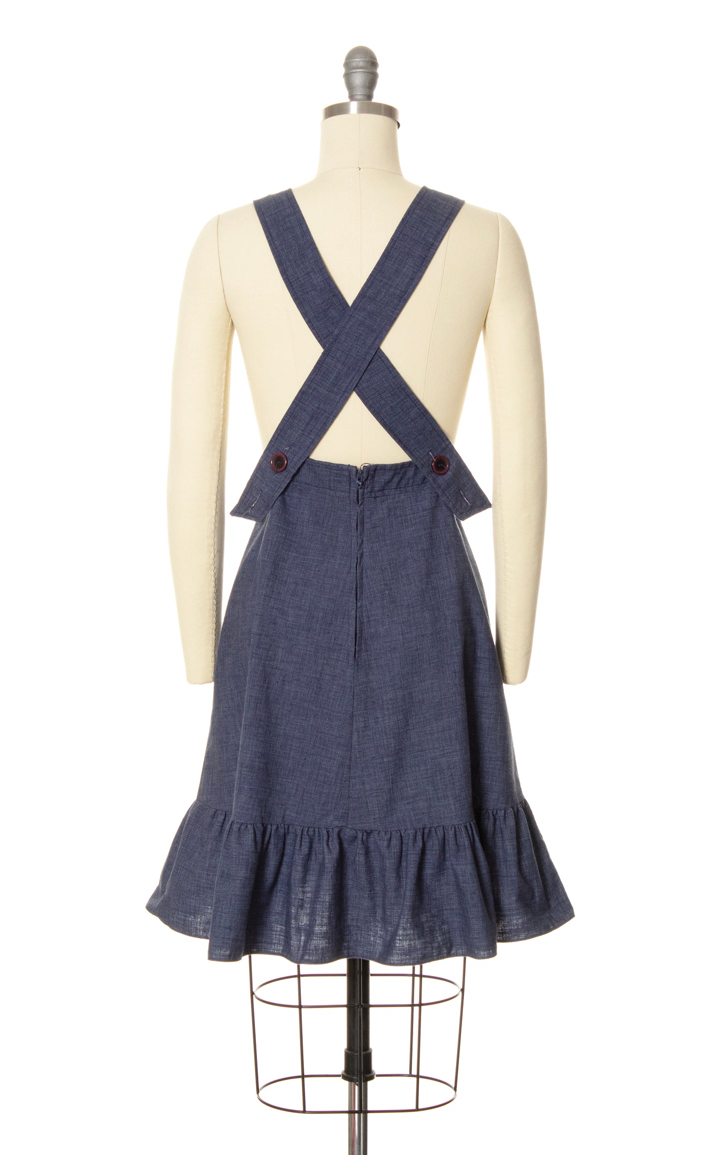1970s Denim Bib Pinafore Skirt | small