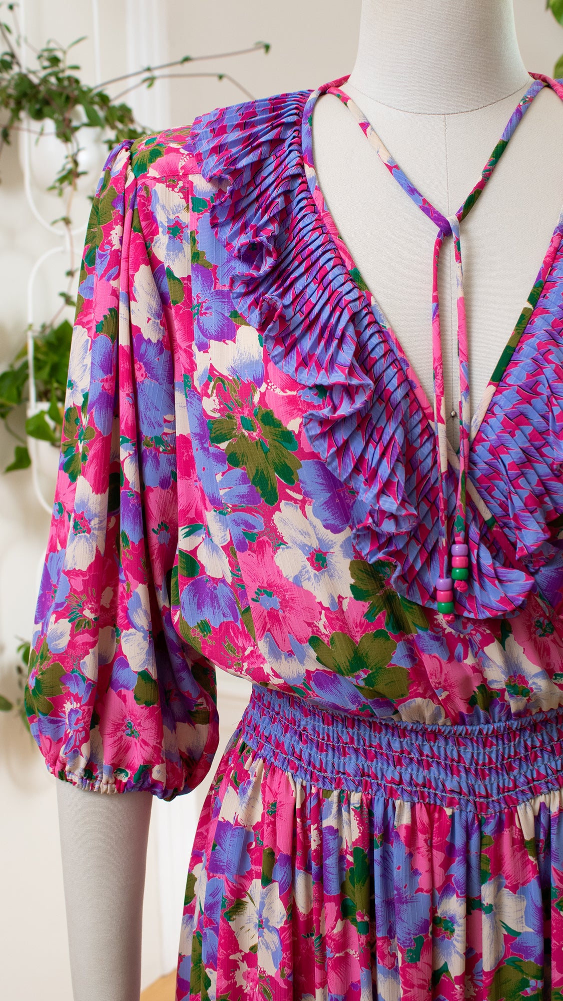 1980s SUSAN FREIS Floral Godet Georgette Dress | small/medium/large