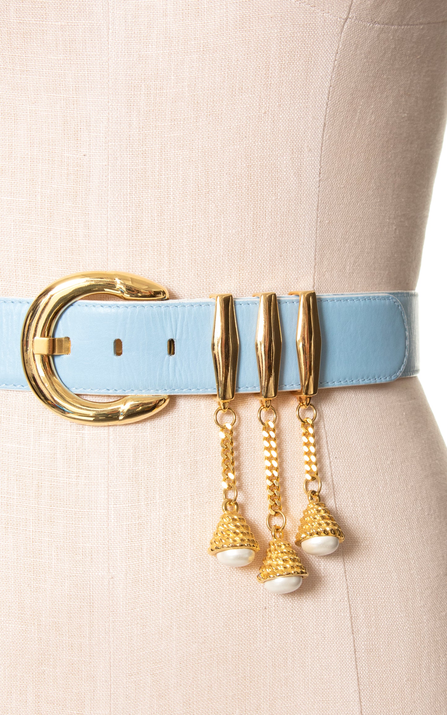 1980s ESCADA Blue Leather Cinch Belt with Charms | large