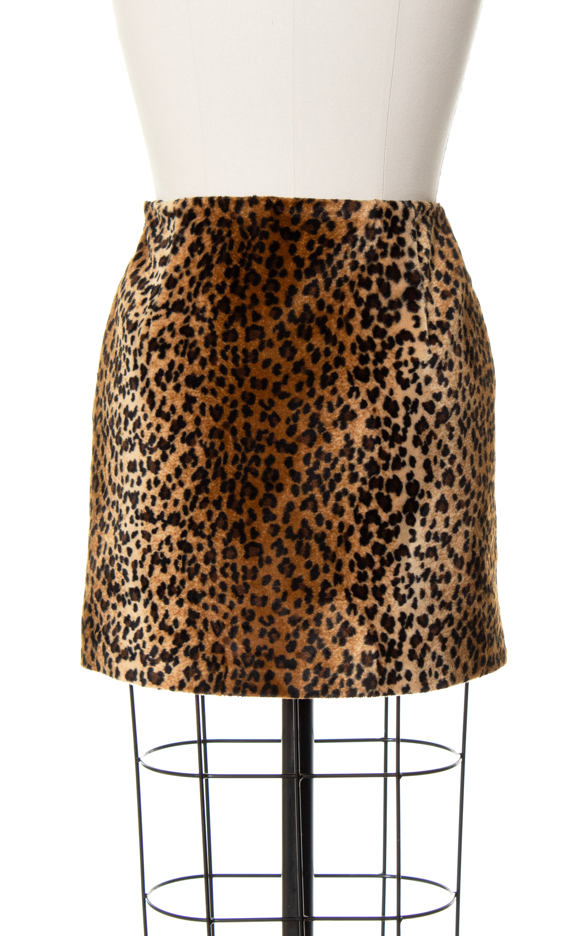 2000s Y2K Leopard Print Faux Fur Mini Skirt | Small