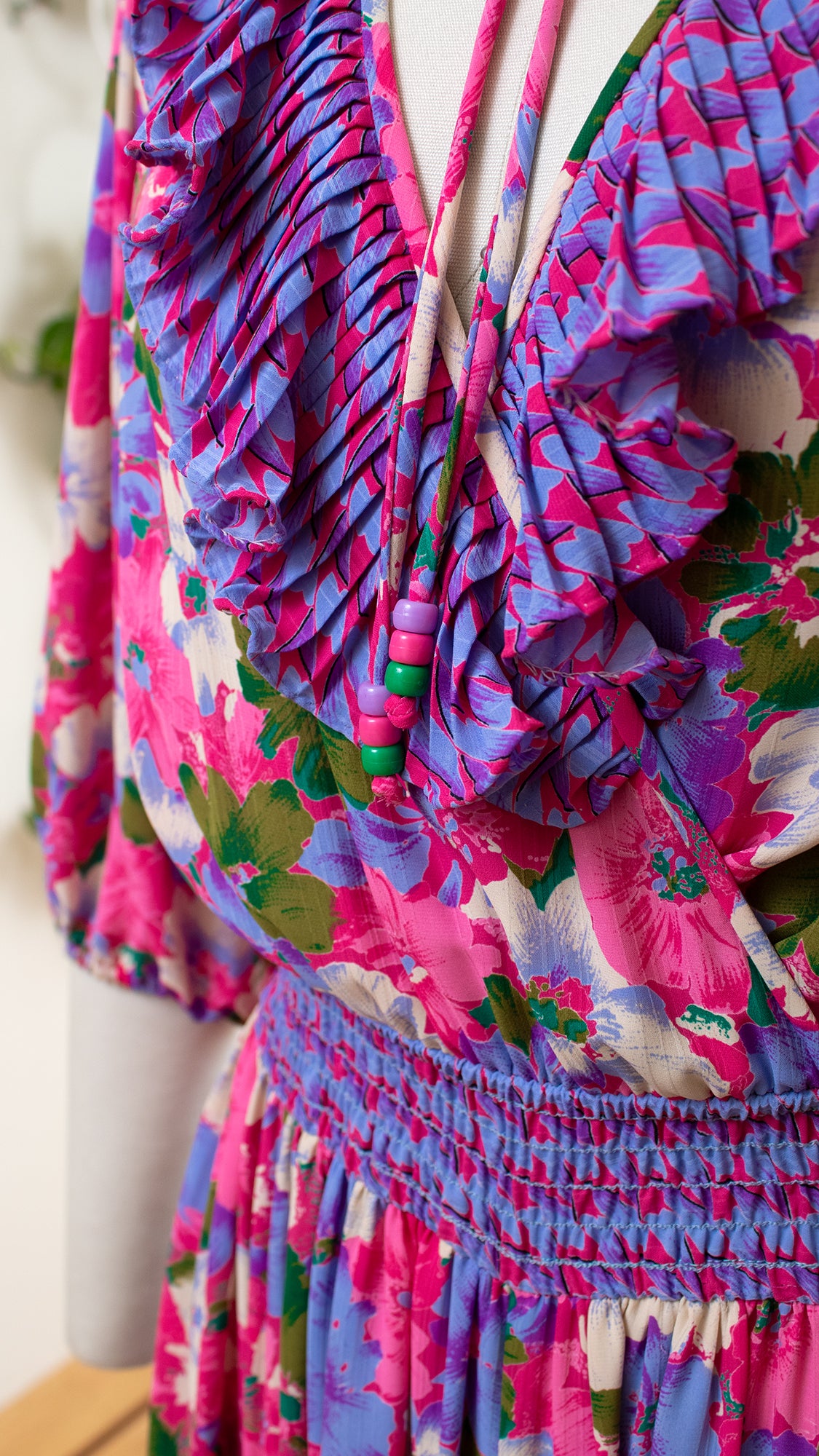 1980s SUSAN FREIS Floral Godet Georgette Dress | small/medium/large