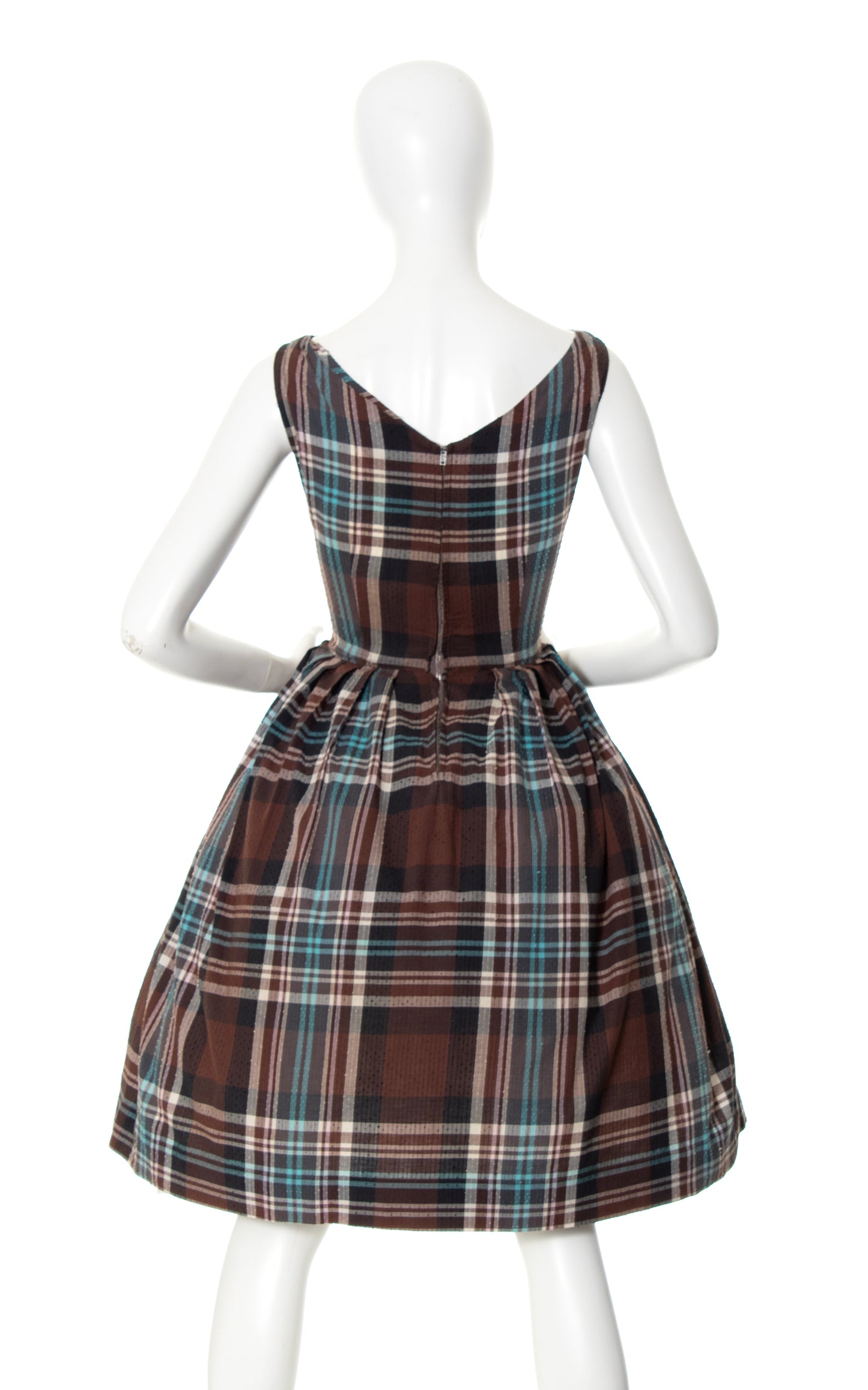 1950s Plaid Dotted Swiss Cotton Dress | medium