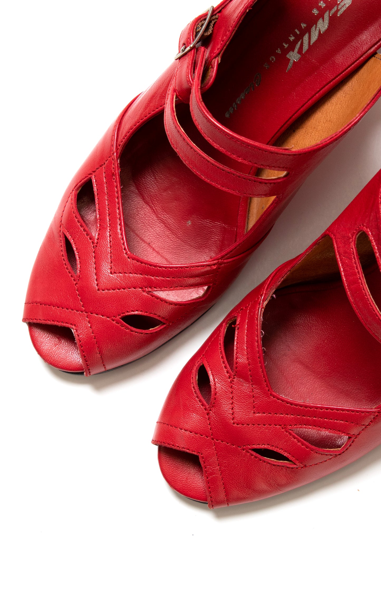 Modern RE-MIX Red Leather "Anita" Heels | size US 6.5