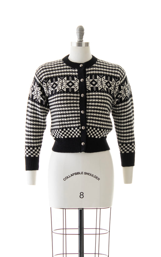 NEW ARRIVAL || 1990s does 1940s Fair Isle Knit Wool Cardigan | x-small/small