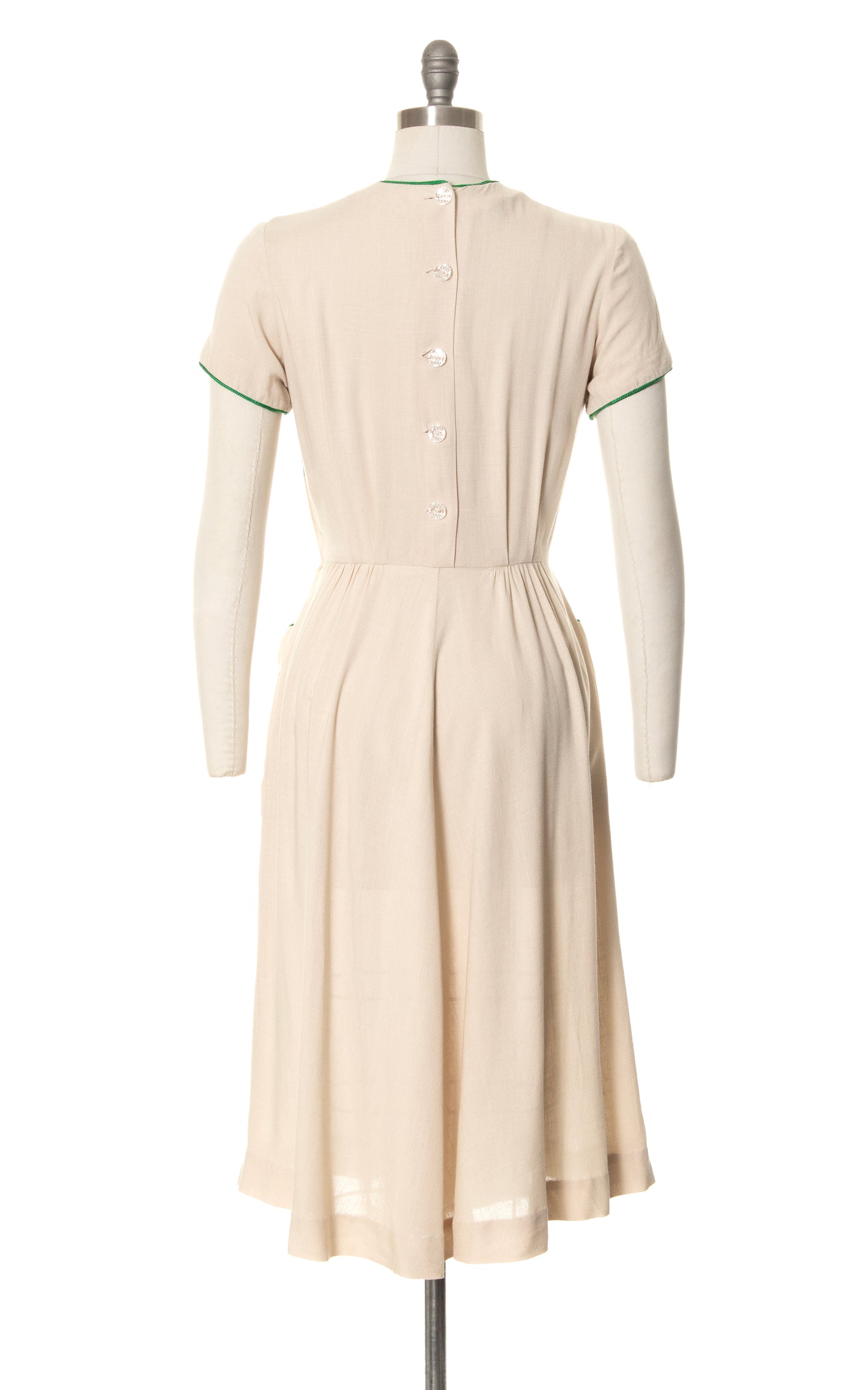 1940s Strawberry Appliqué Linen Dress | small/medium