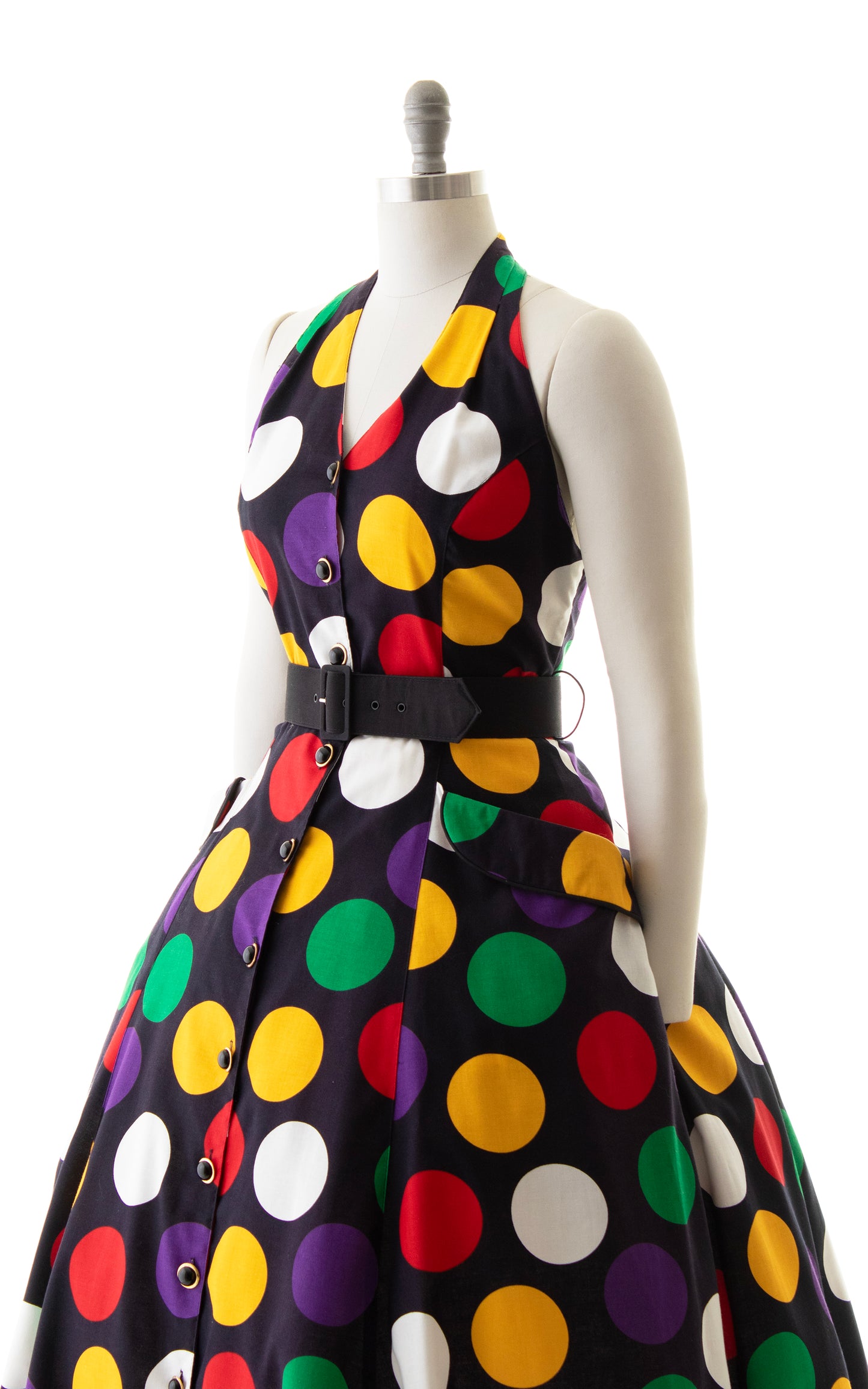 1980s Colorful Polka Dot Sundress with Pockets | small/medium