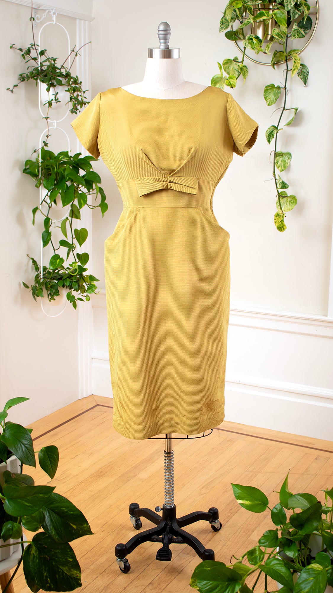 1960s Yellow Wiggle Dress