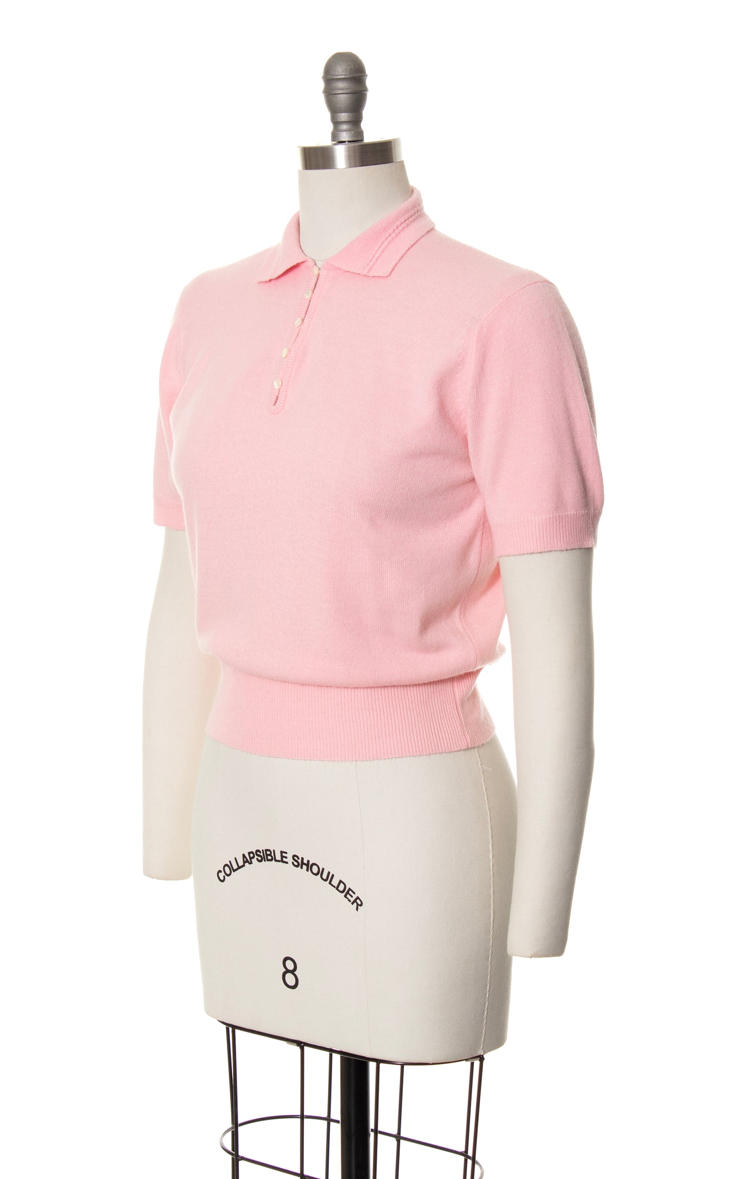 1960s Light Pink Knit Acrylic Sweater Top | small/medium