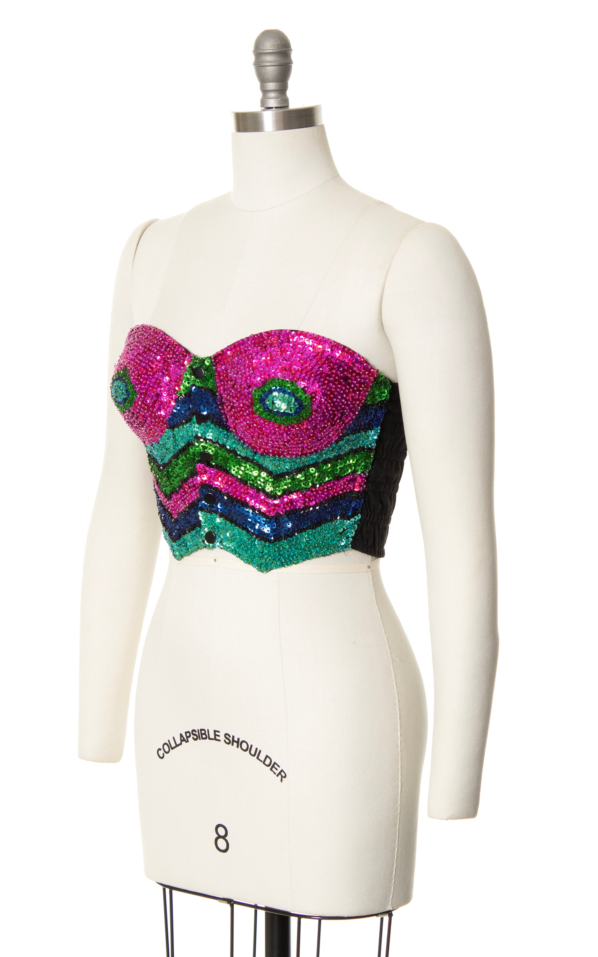 Vintage 80's Designer Sparkling Crystal Sequin Bustier Bra — Esmes