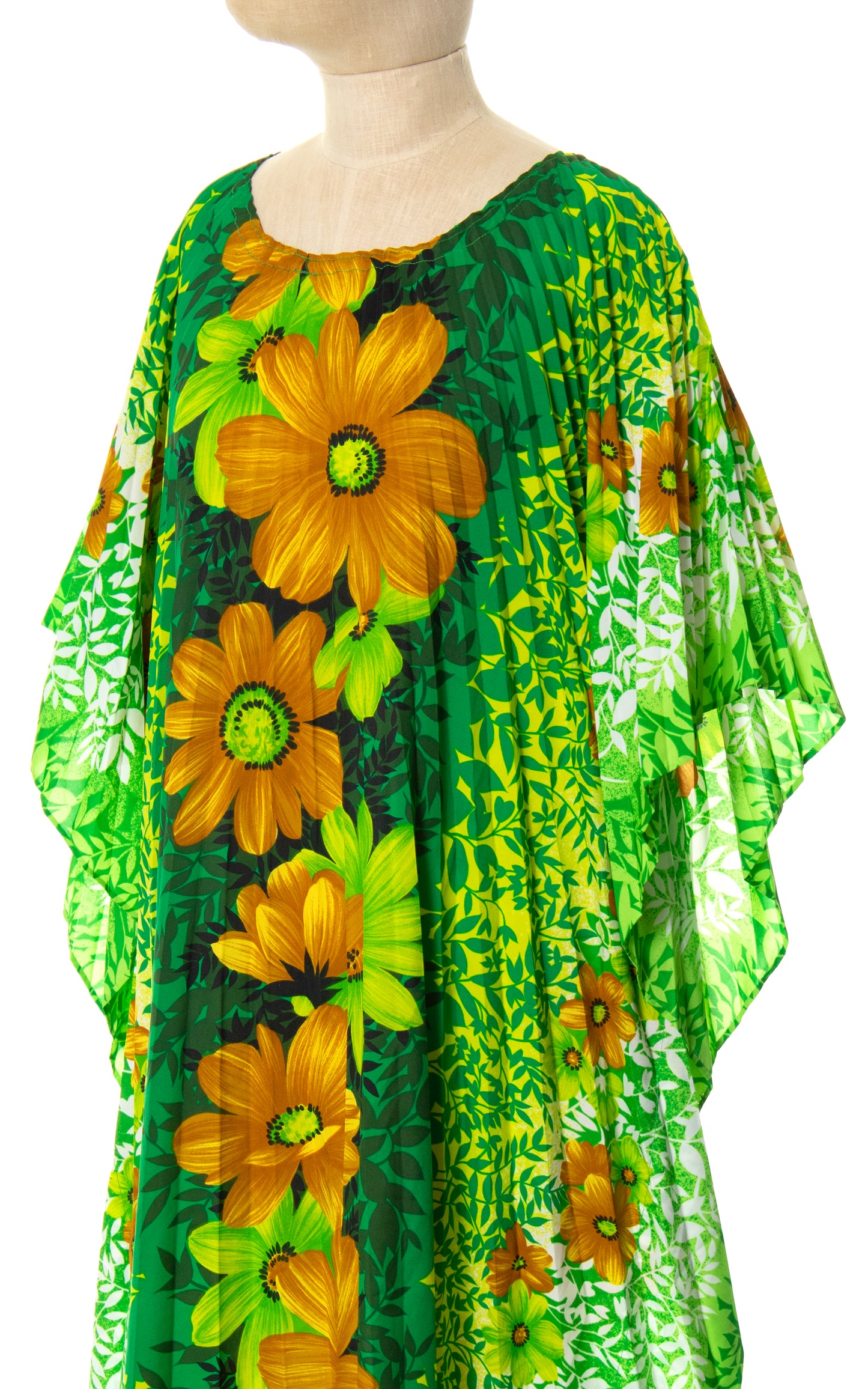 1970s Ombré Floral Pleated Kaftan | x-small/small/medium/large/x-large