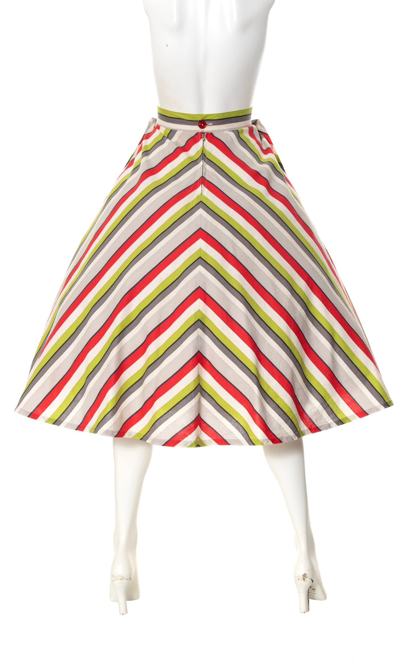 1950s Striped Cotton Skirt with Pockets | medium