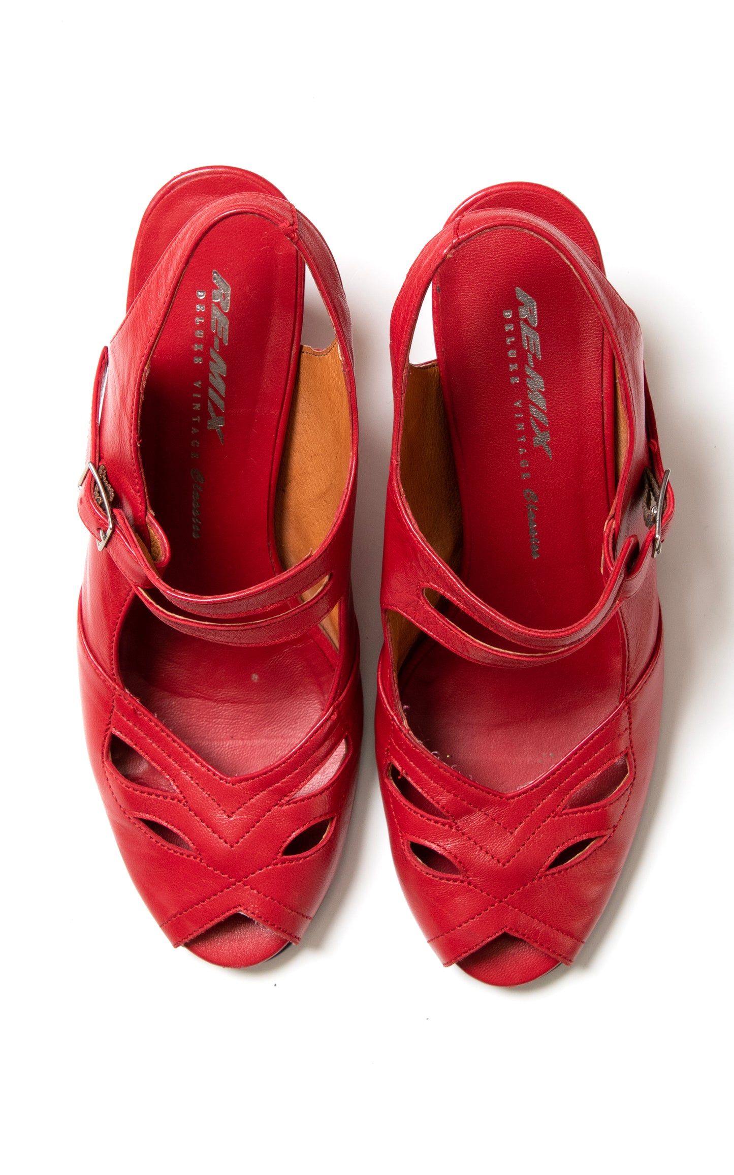 Modern RE-MIX Red Leather "Anita" Heels | size US 6.5