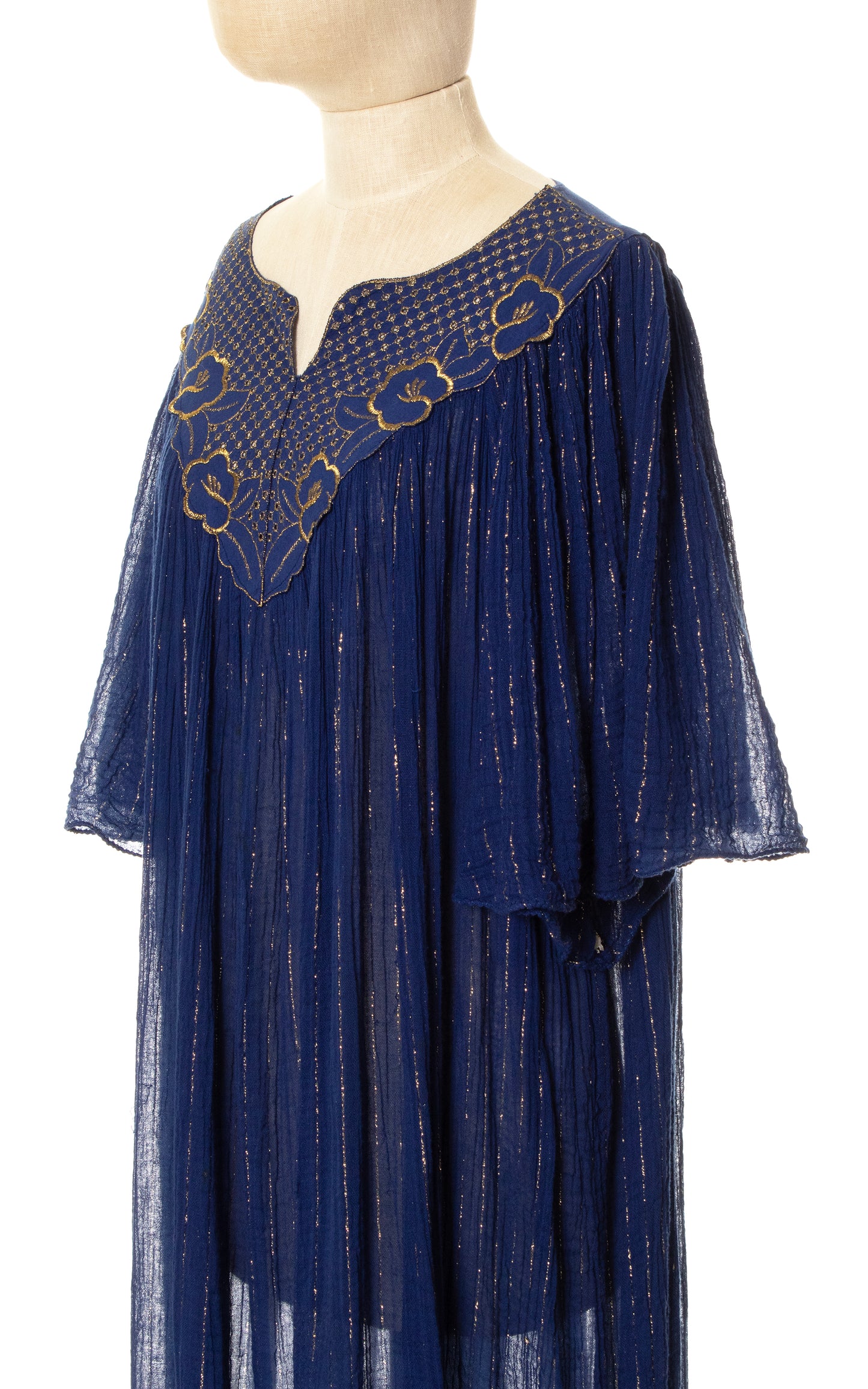 1980s Gold Striped Cotton Gauze Trapeze Dress | small/medium/large/x-large