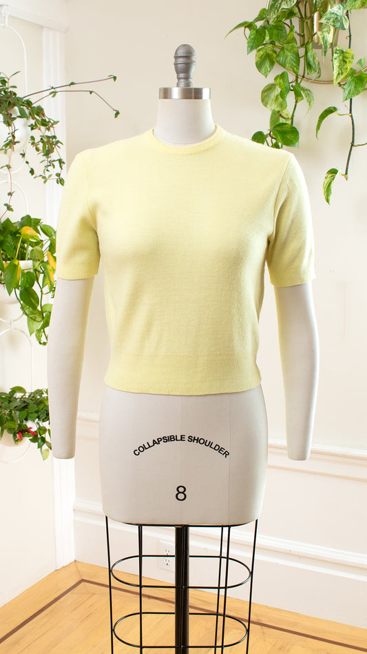 1950s Pastel Yellow Sweater Top | medium