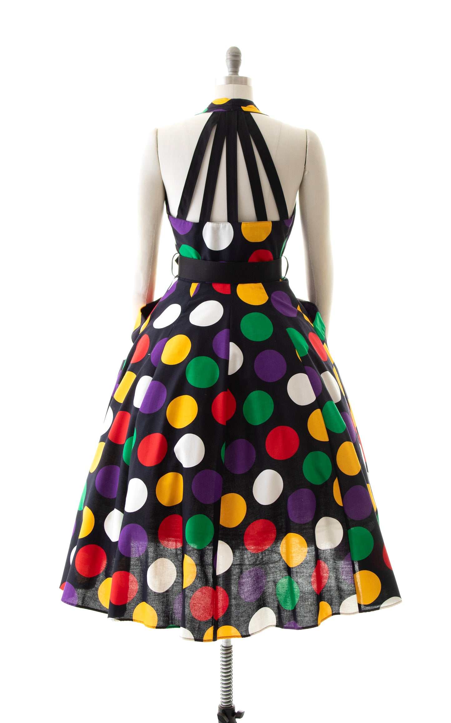 1980s Colorful Polka Dot Sundress with Pockets | small/medium