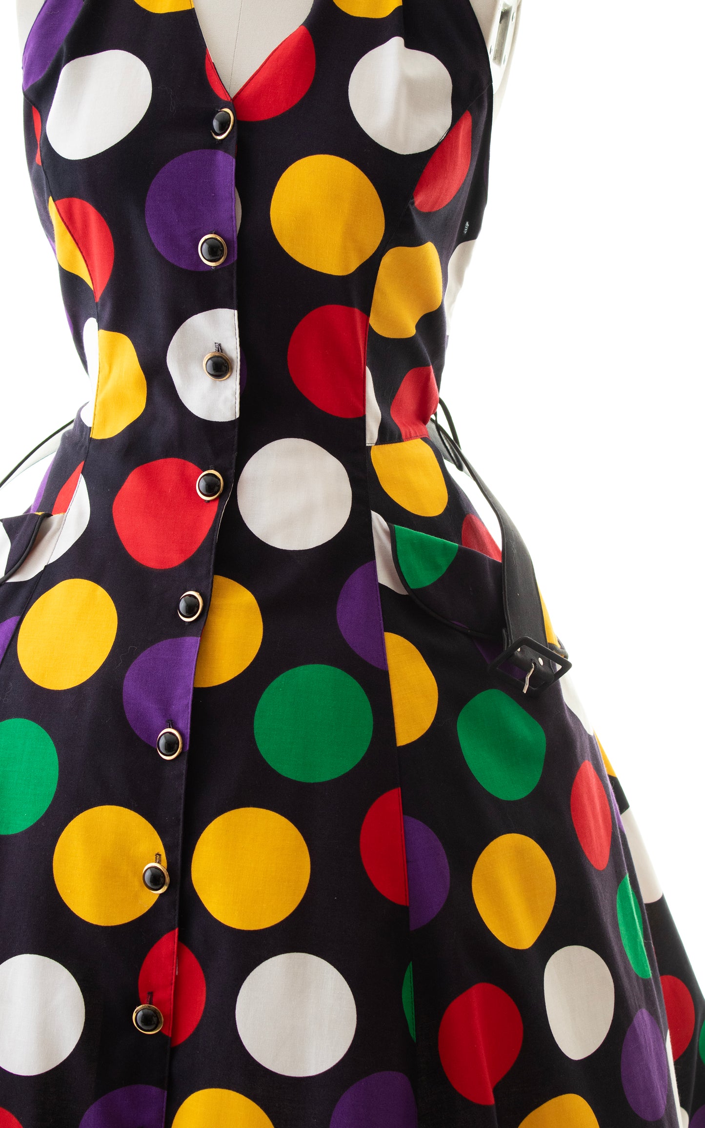 1980s Colorful Polka Dot Sundress with Pockets | small/medium