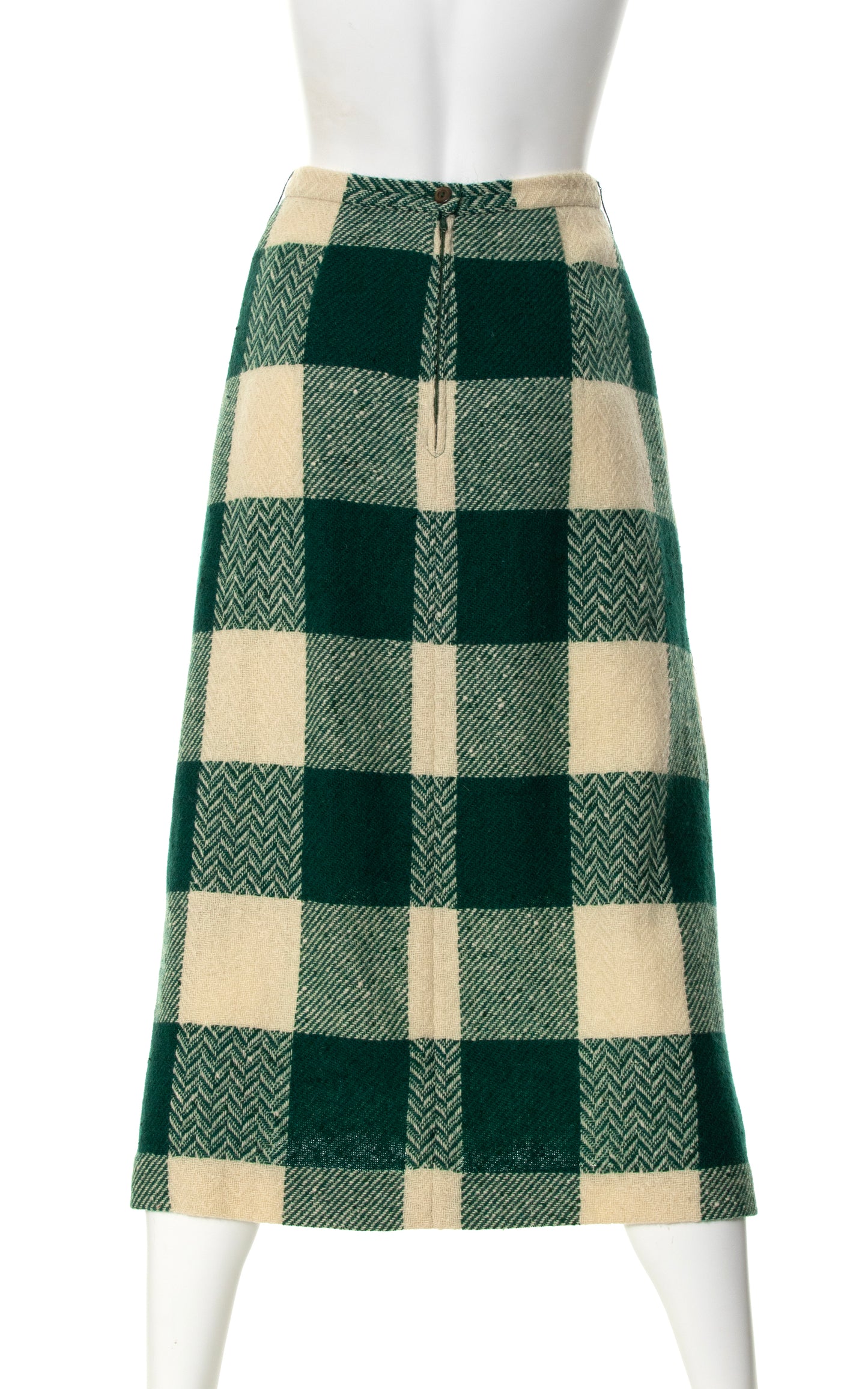 1950s Plaid Wool Pleated Skirt | x-small