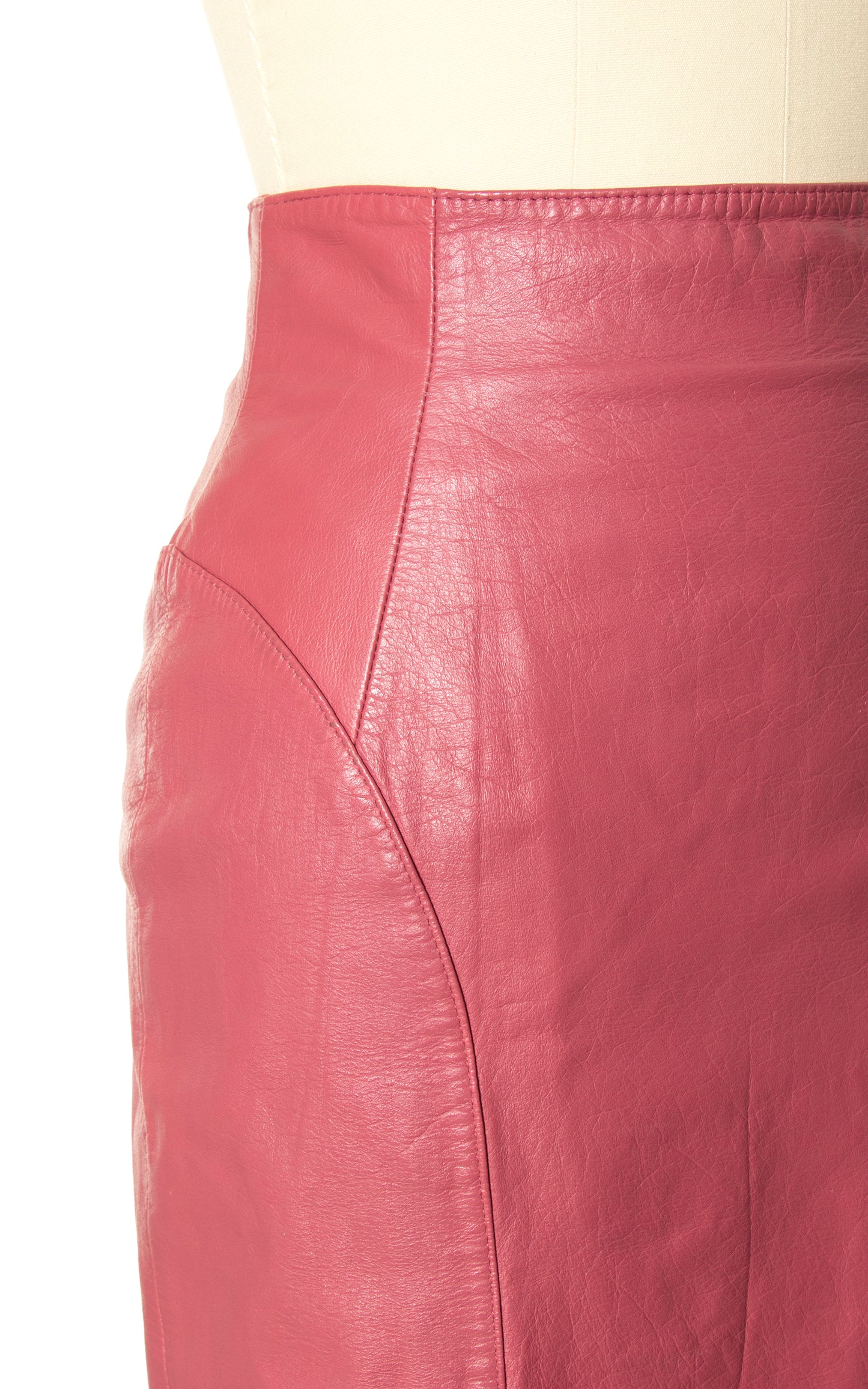 1980s Pink Leather Pencil Skirt | small