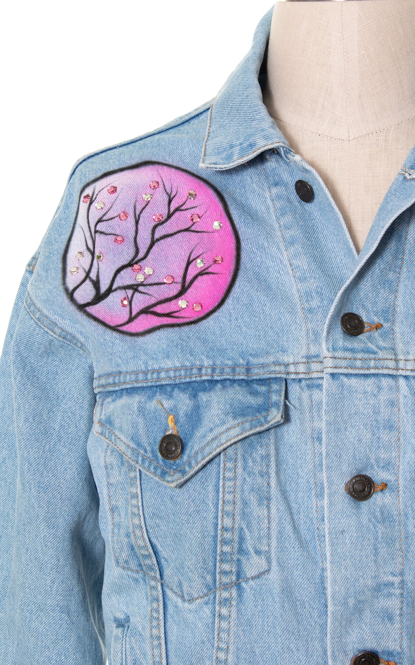 1990s Cat Novelty Print Hand-Painted Jean Jacket | large/x-large