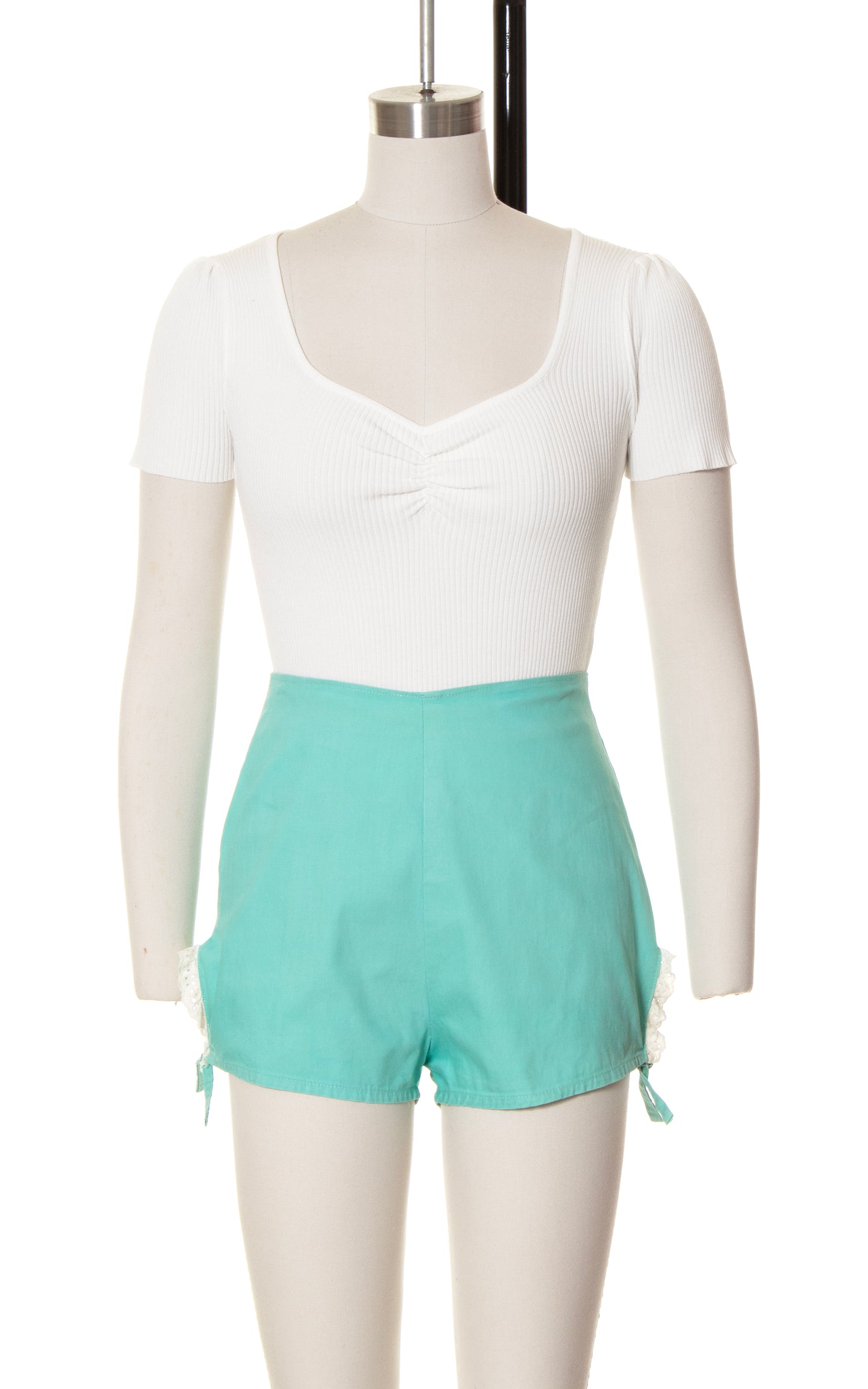 1940s Mint Cotton Shorts | small