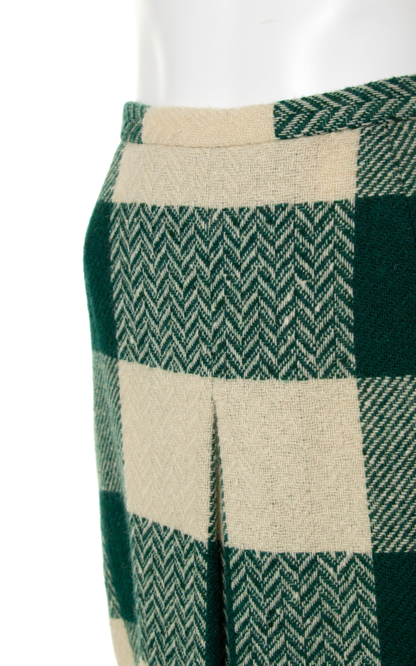 1950s Plaid Wool Pleated Skirt | x-small