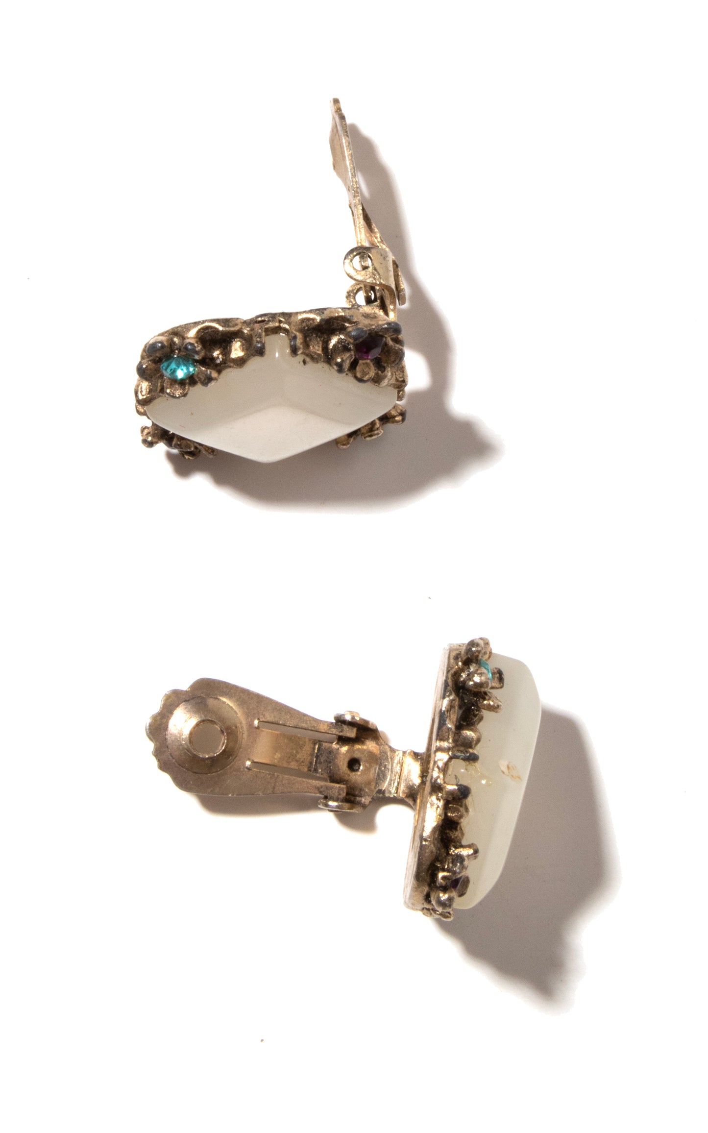1960s Rhinestone Filigree Bracelet & Clip-On Earrings Set