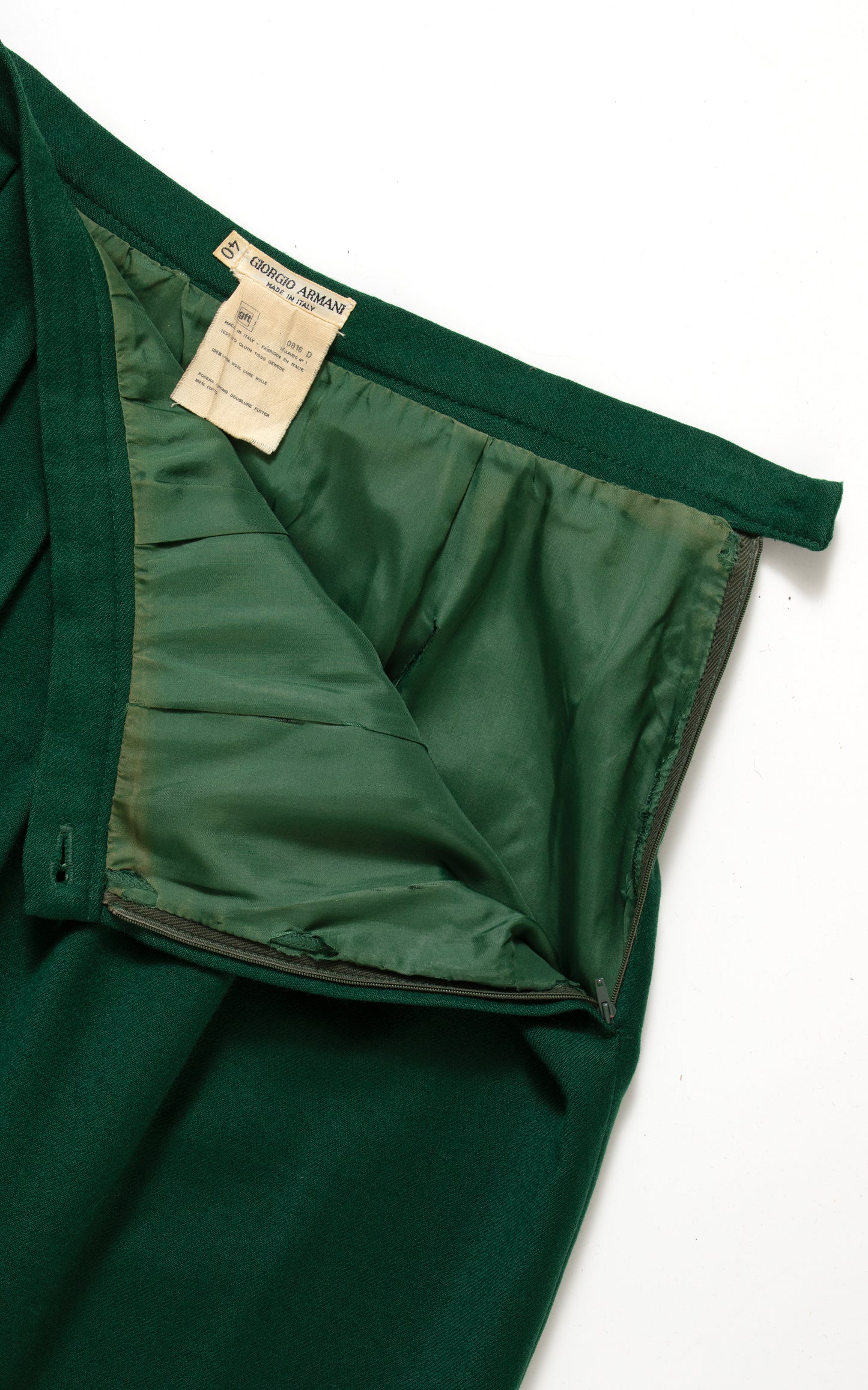 1980s GIORGIO ARMANI Forest Green Wool Pencil Skirt | small