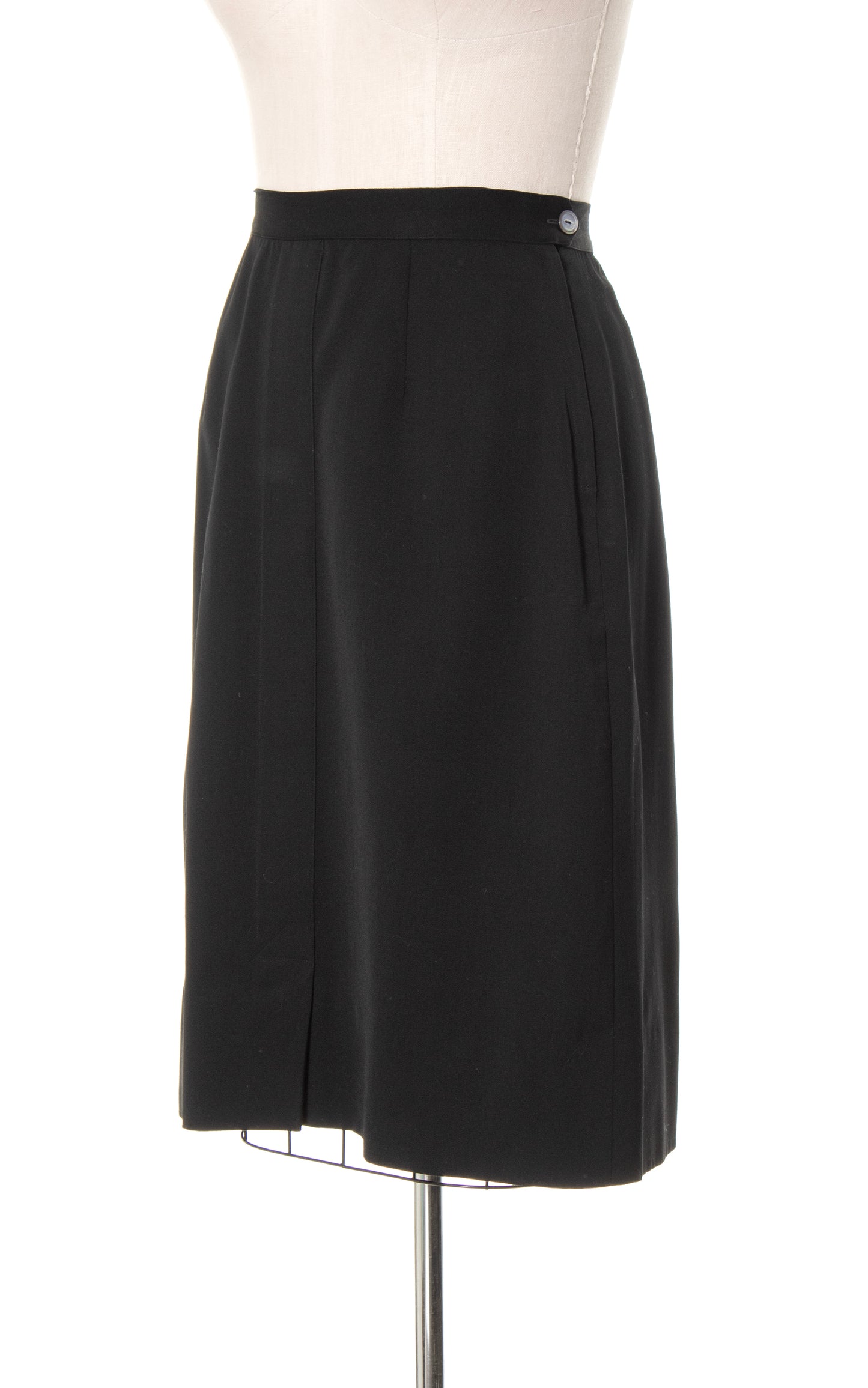 1940s 1950s Black Wool Gabardine Skirt | large