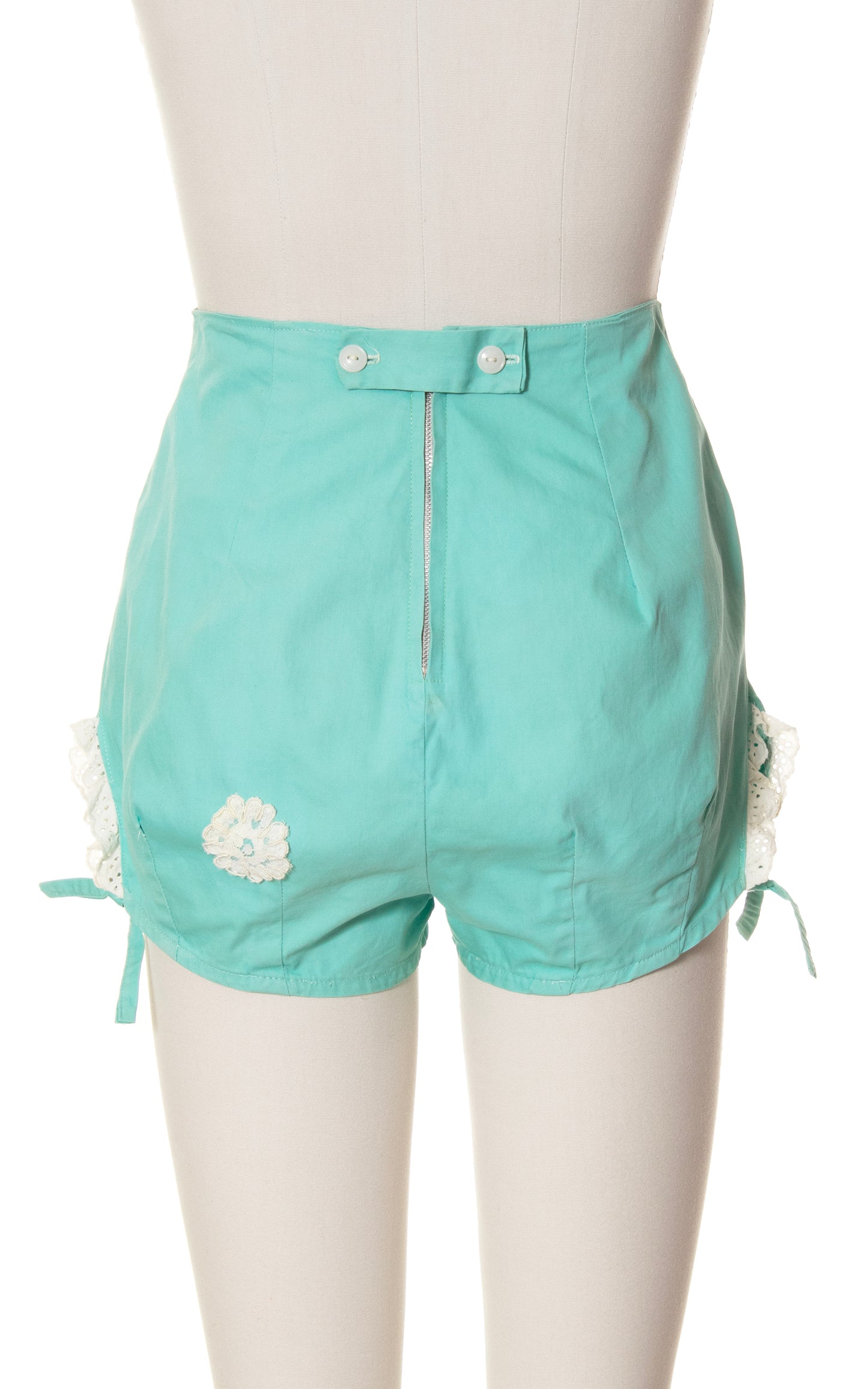 1940s Mint Cotton Shorts | small