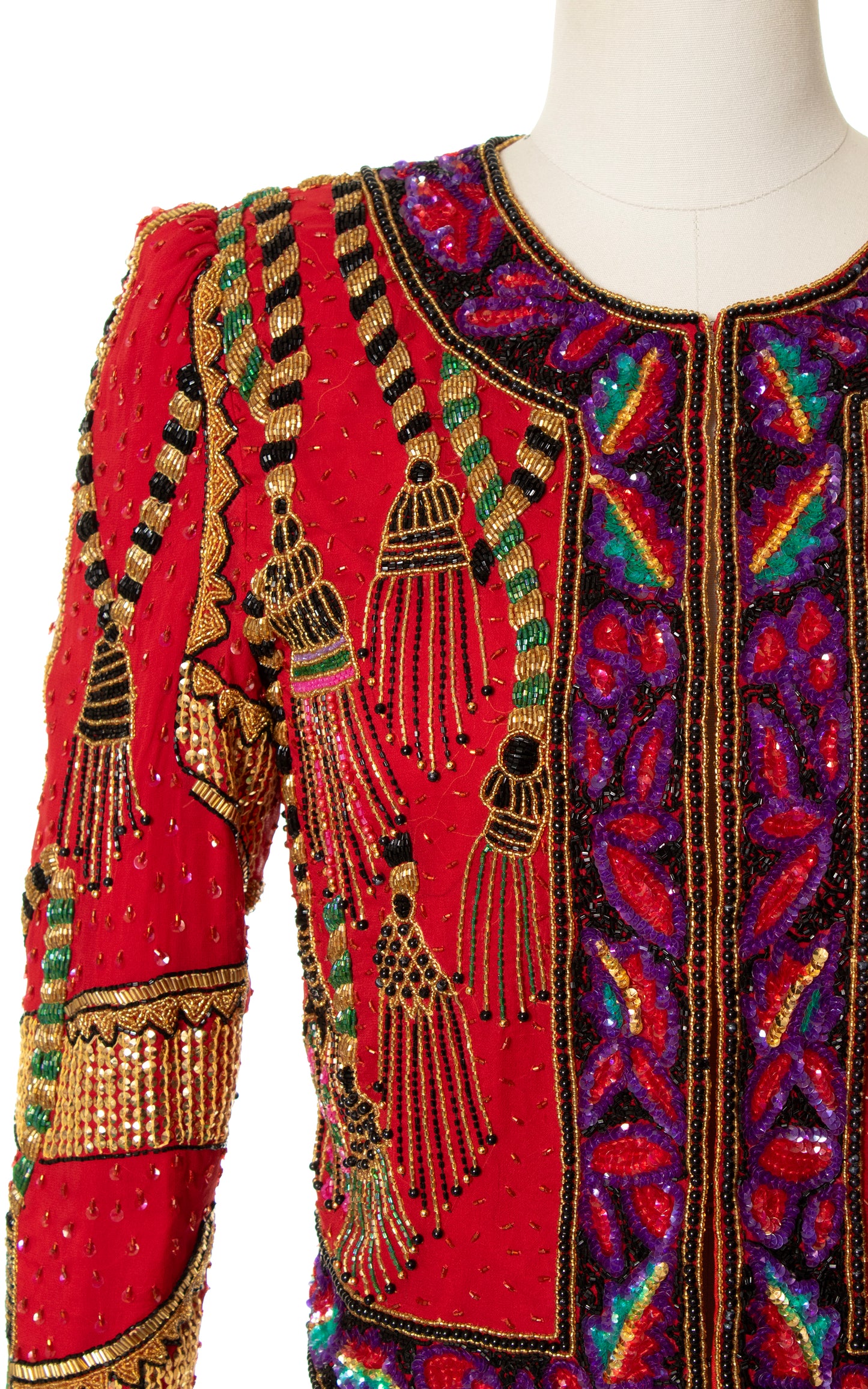 1980s Tassel Beaded Silk Jacket | small