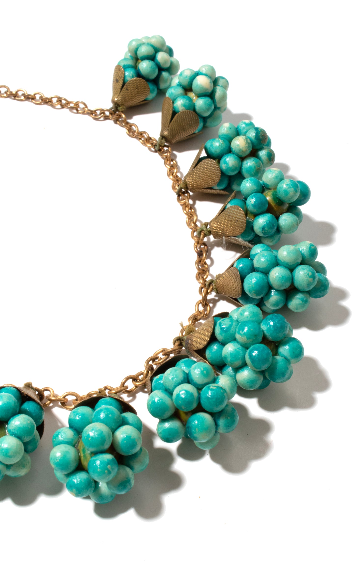 1940s Turquoise Berries Charm Necklace