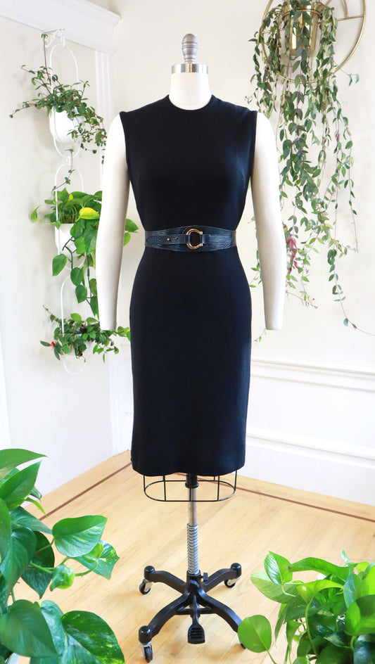 1960s CATALINA Black Knit Wool Sweater Dress | small/medium