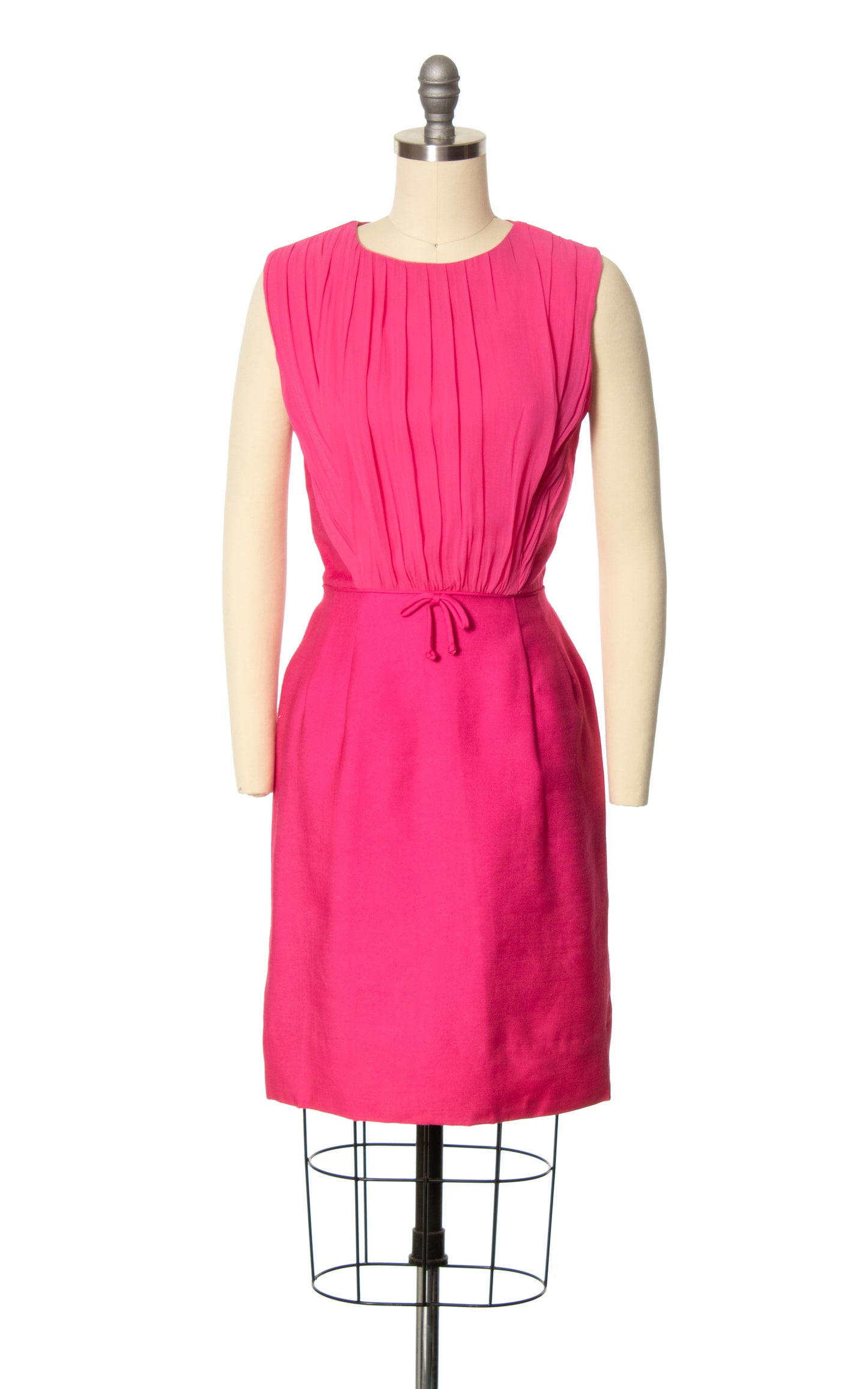 1980s Hot Pink Strapless Ruffled Butt Dress | small